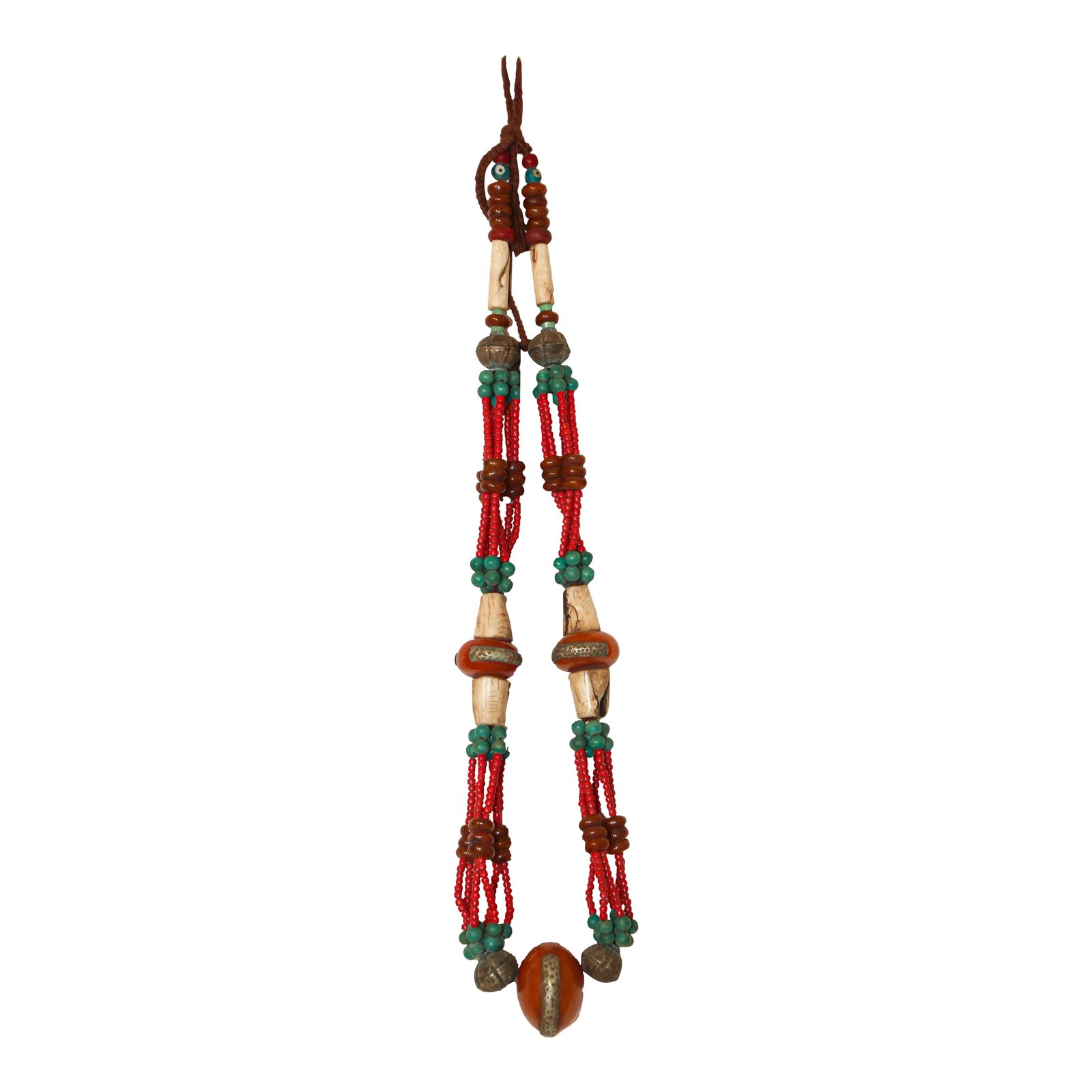 Vintage Moroccan Amber Resin Berber Wedding Necklace Wall Decor: Stunning vintage Moroccan hand crafted, vibrantly colored Berber tribal faux amber resin wedding necklace. Striking Amazigh (Berber) wedding necklace comprising faux coral, amazonite, with old