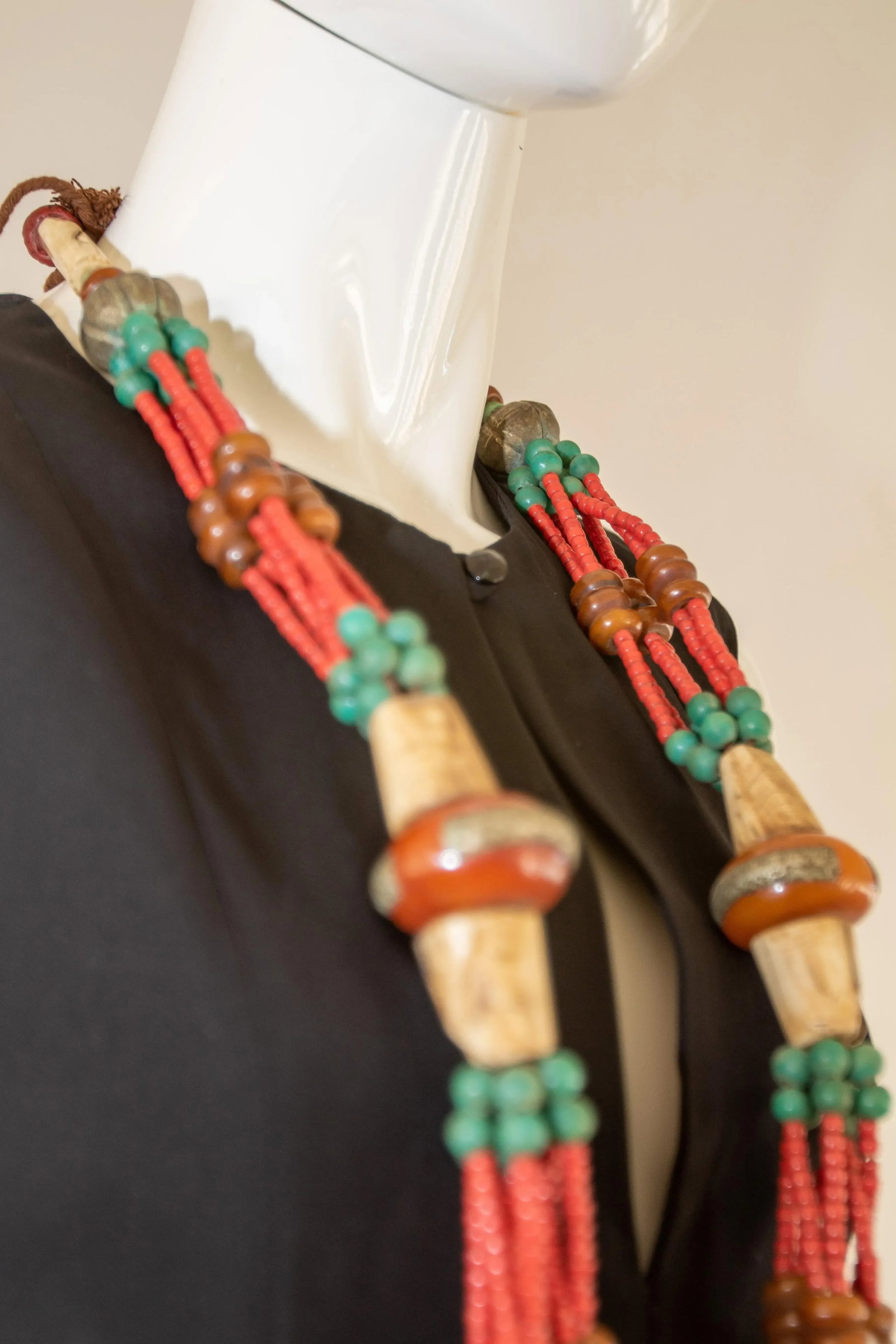 Vintage Moroccan Amber Resin Berber Wedding Necklace Wall Decor - 2