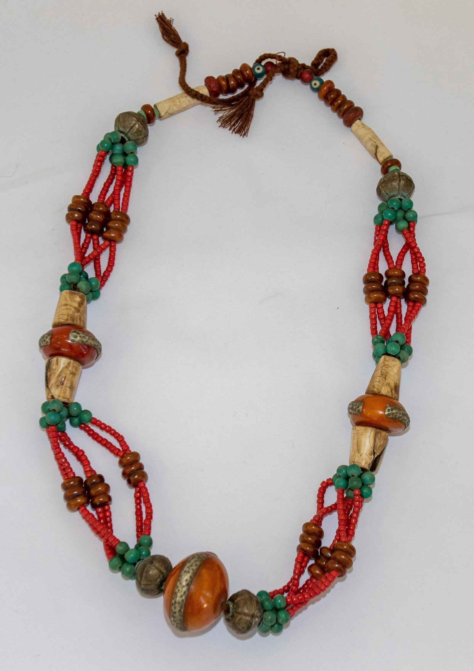 Vintage Moroccan Amber Resin Berber Wedding Necklace Wall Decor - 4