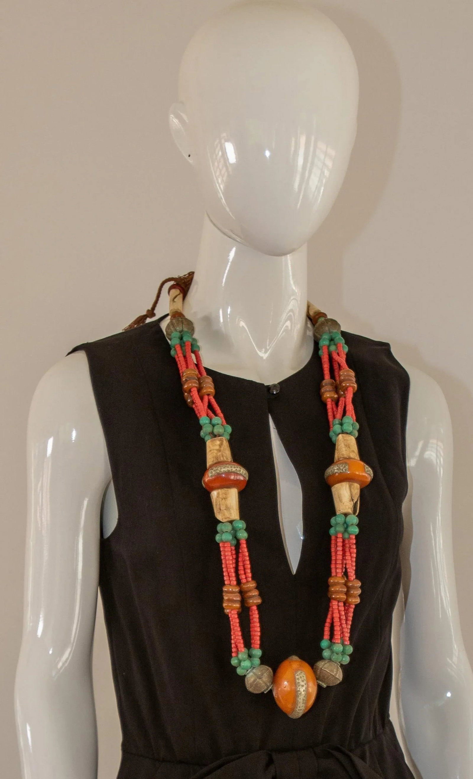 Vintage Moroccan Amber Resin Berber Wedding Necklace Wall Decor - 5