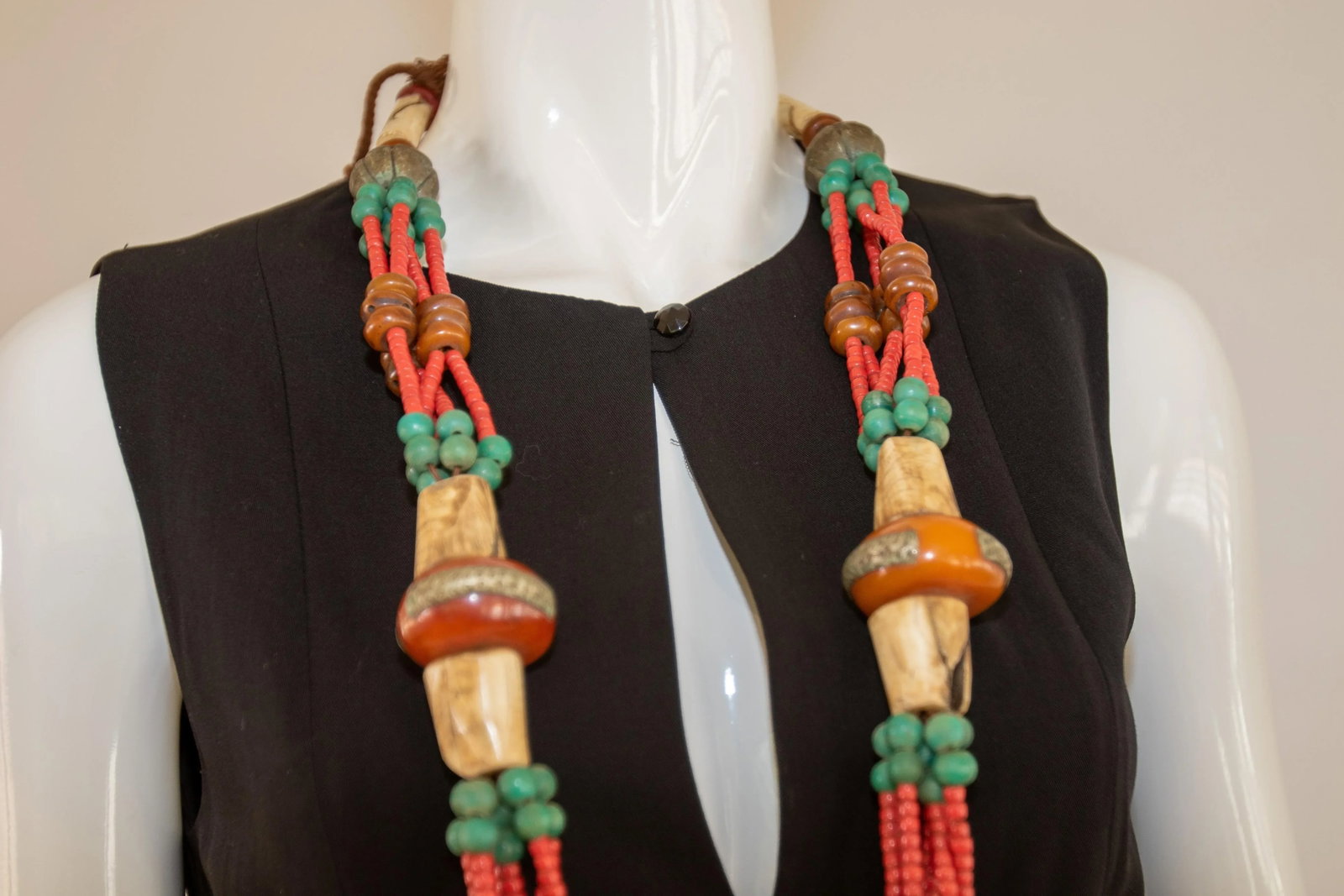 Vintage Moroccan Amber Resin Berber Wedding Necklace Wall Decor - 8