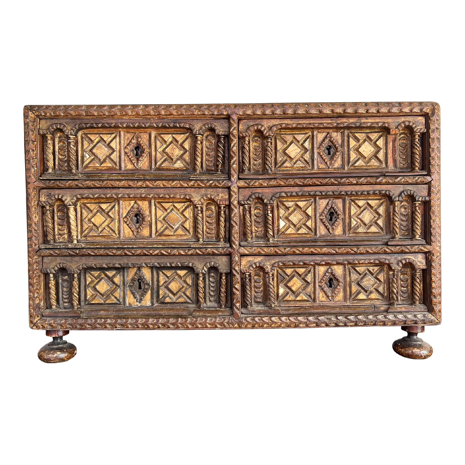 18th Century, Heavily Carved Bone Inset & Iron Mounted Spanish Vargueno (1 of 7)