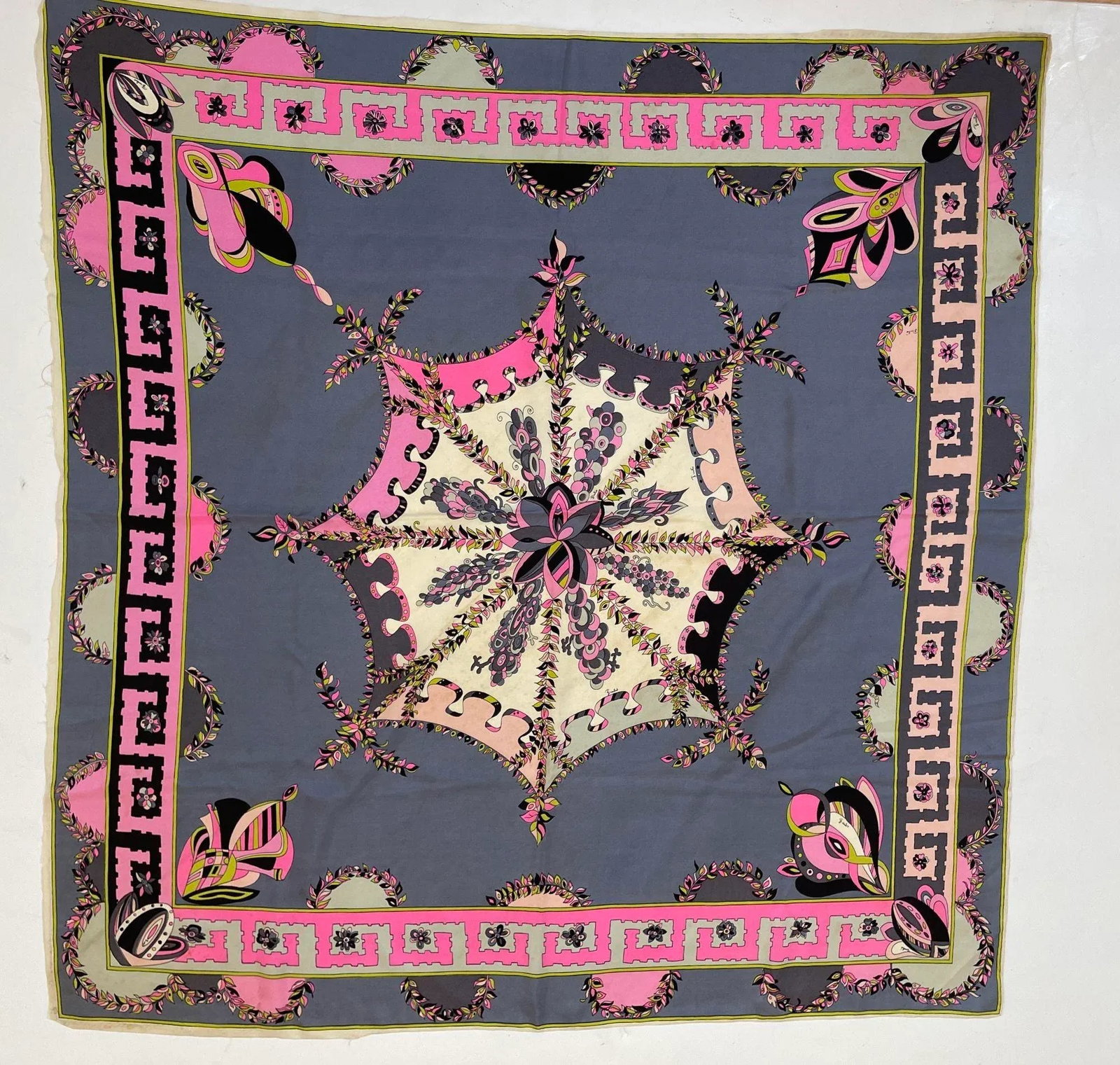 Vintage Pucci Silk Scarf in Pink and Blue Circa 1970 - 2
