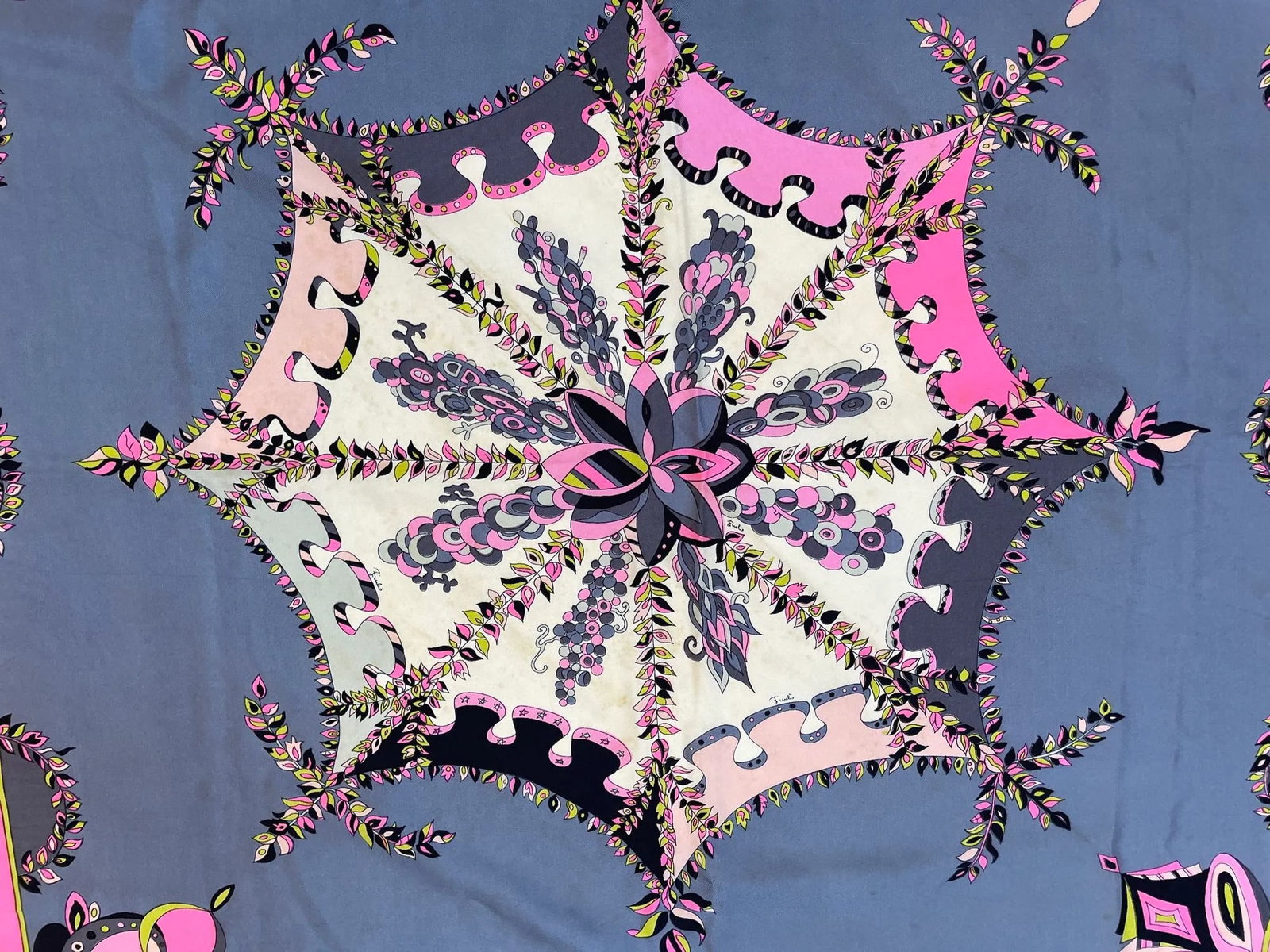 Vintage Pucci Silk Scarf in Pink and Blue Circa 1970 - 7