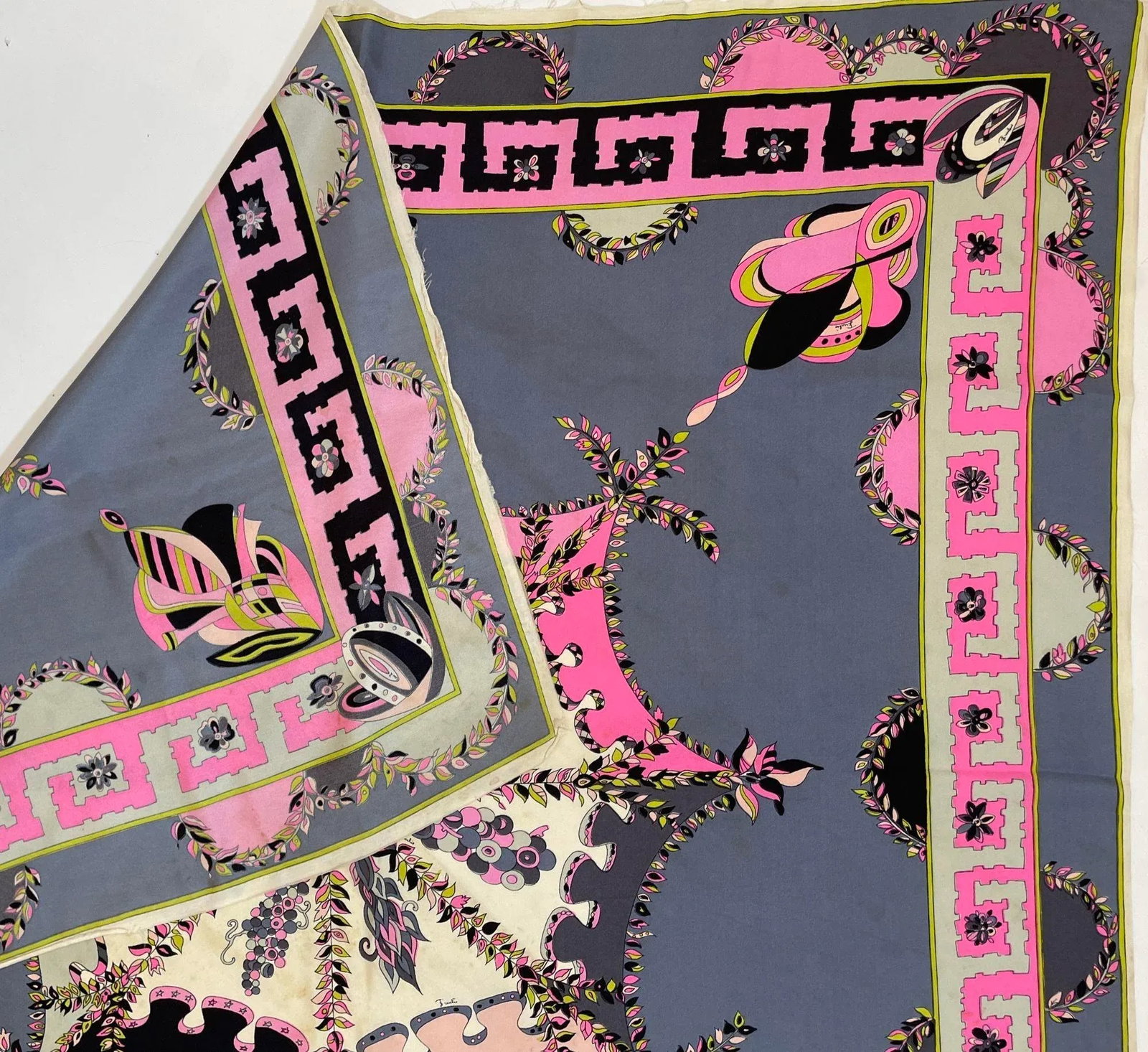 Vintage Pucci Silk Scarf in Pink and Blue Circa 1970 - 9
