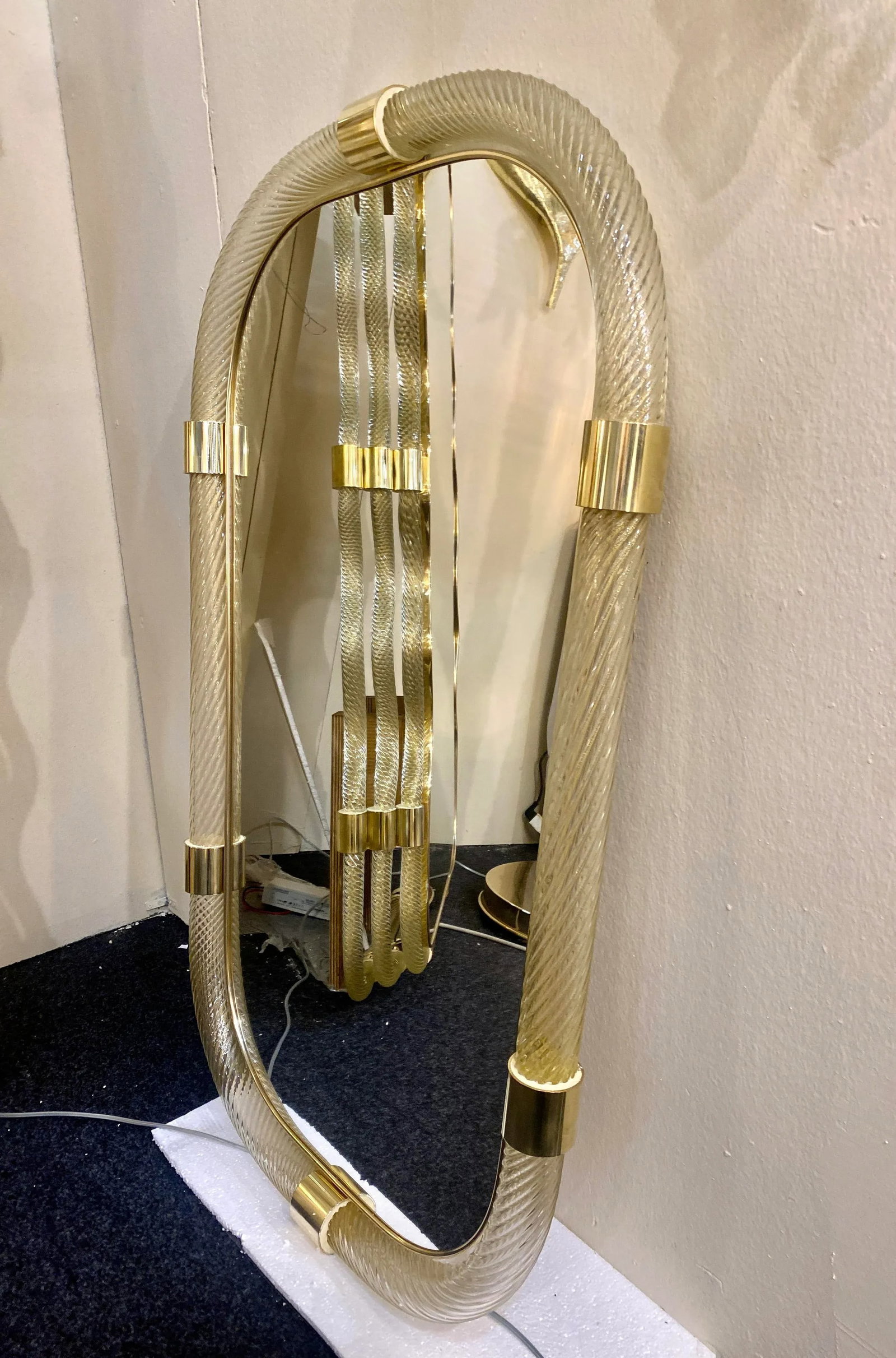 Torciglione Gold Murano Glass Wall Mirror in Barovier Style - 4