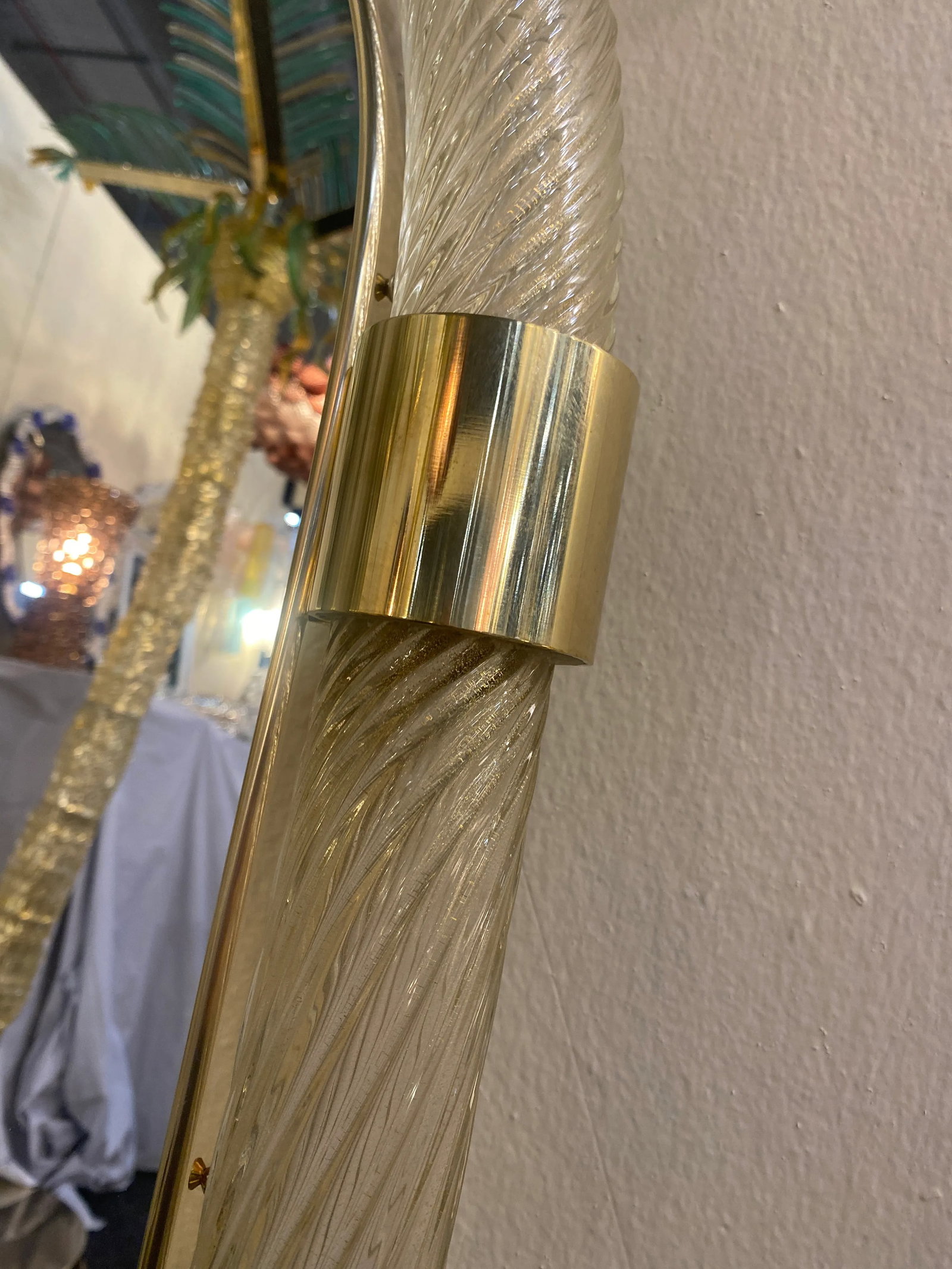 Torciglione Gold Murano Glass Wall Mirror in Barovier Style - 5