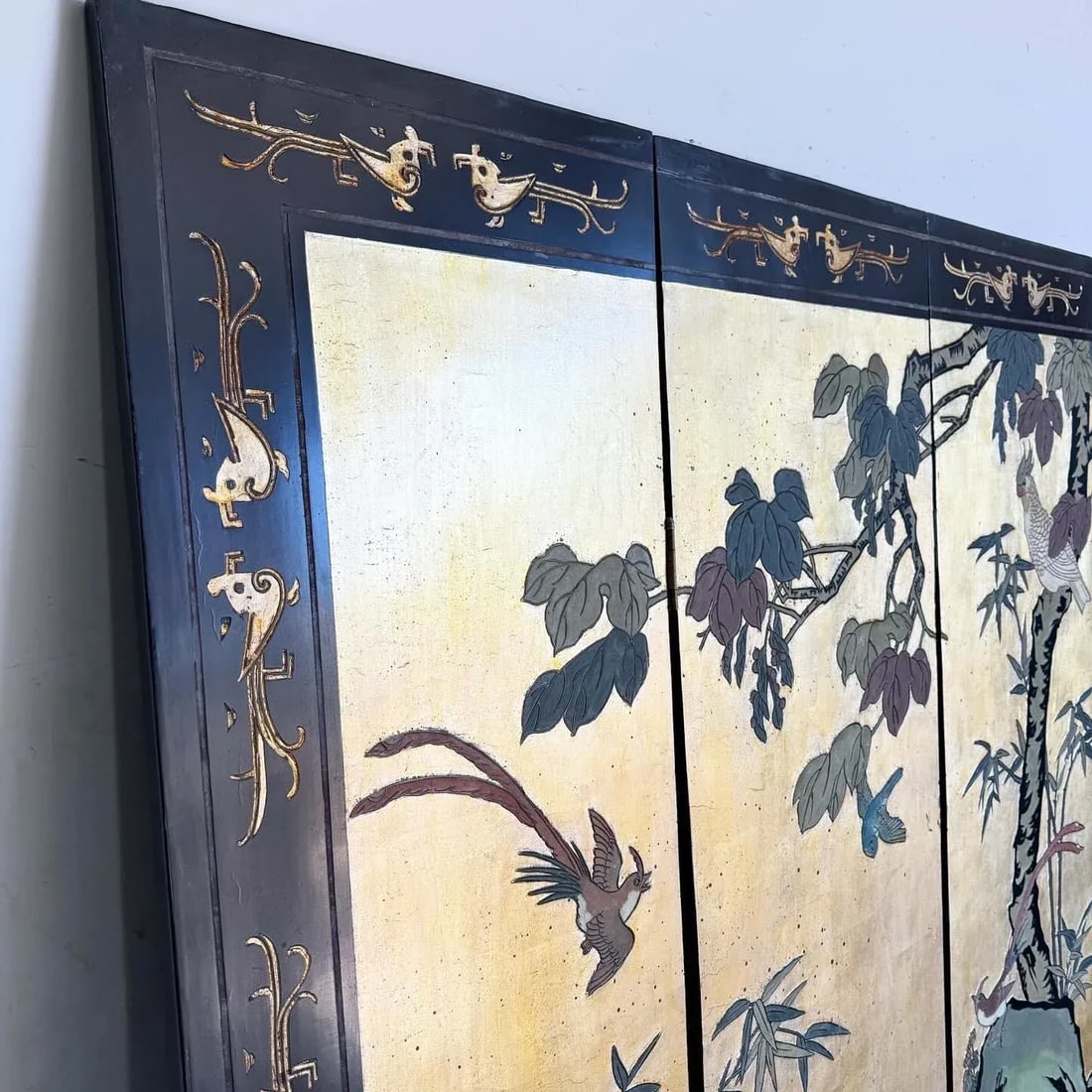 Vintage Chinese Hand Carved and Painted Room Divider/Screen - 4 Panels - 6