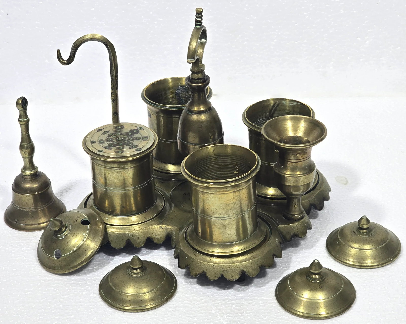 French Louis Philippe Bronze Inkwell and Bell Set Circa 1840 - 2