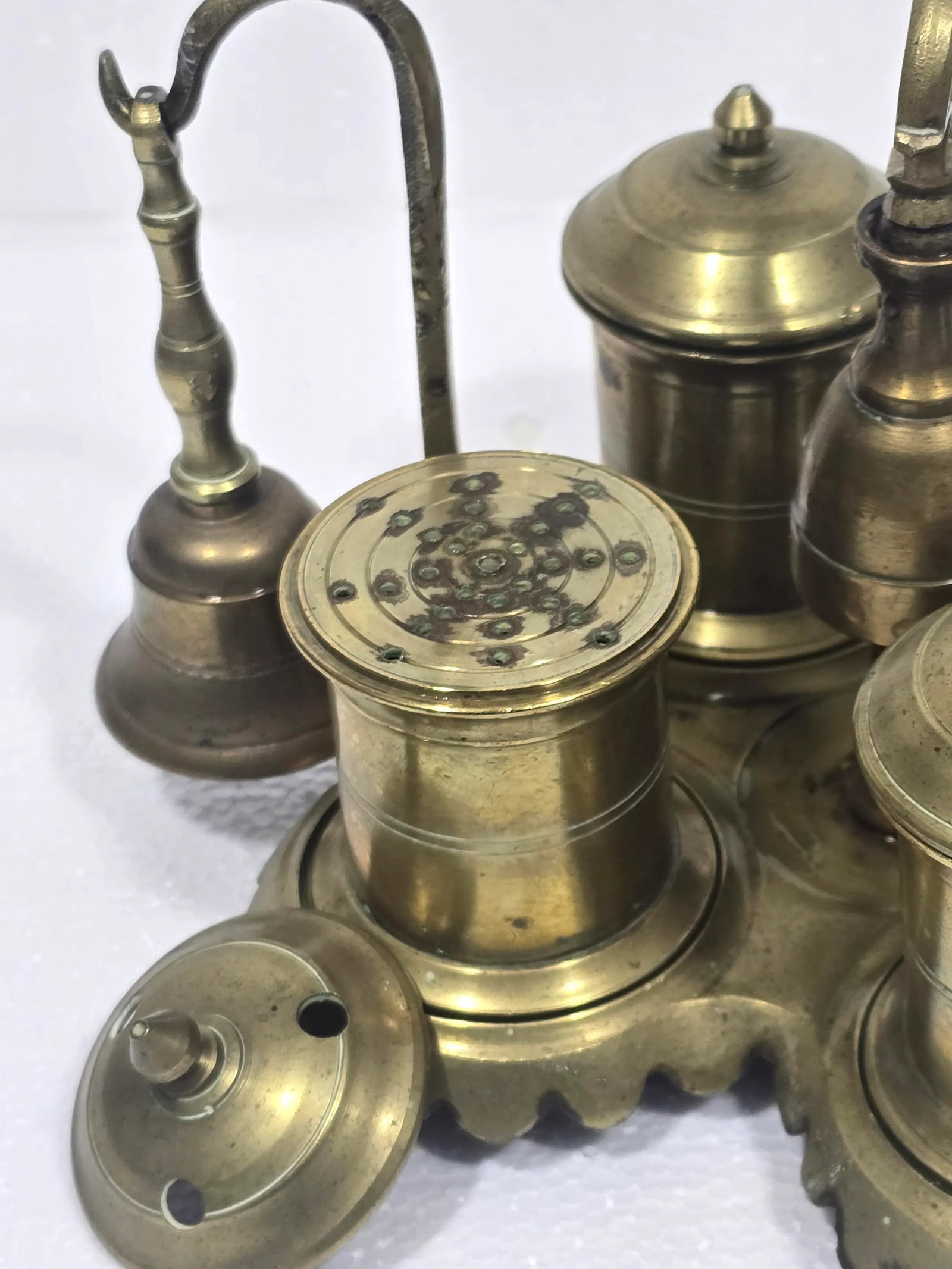 French Louis Philippe Bronze Inkwell and Bell Set Circa 1840 - 3