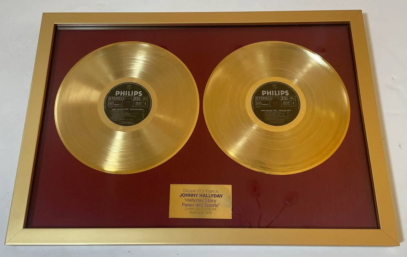 Official Gold Record Award France Johnny Halliday Story Palais Des Sports 1976 - 10