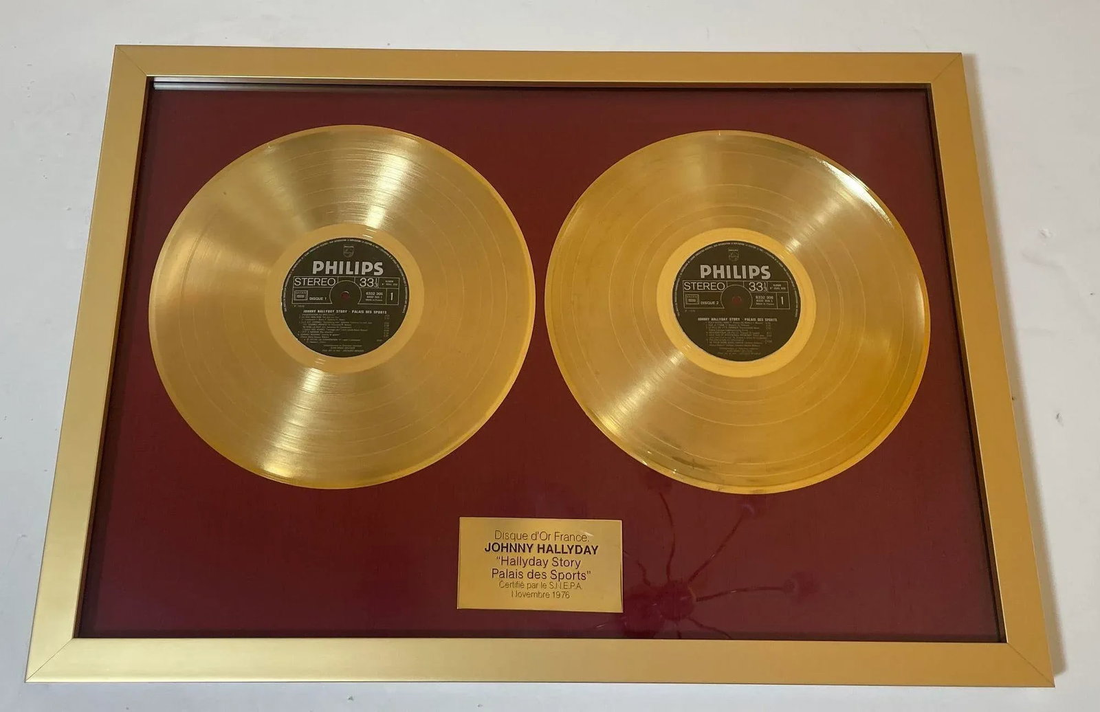 Official Gold Record Award France Johnny Halliday Story Palais Des Sports 1976 - 11