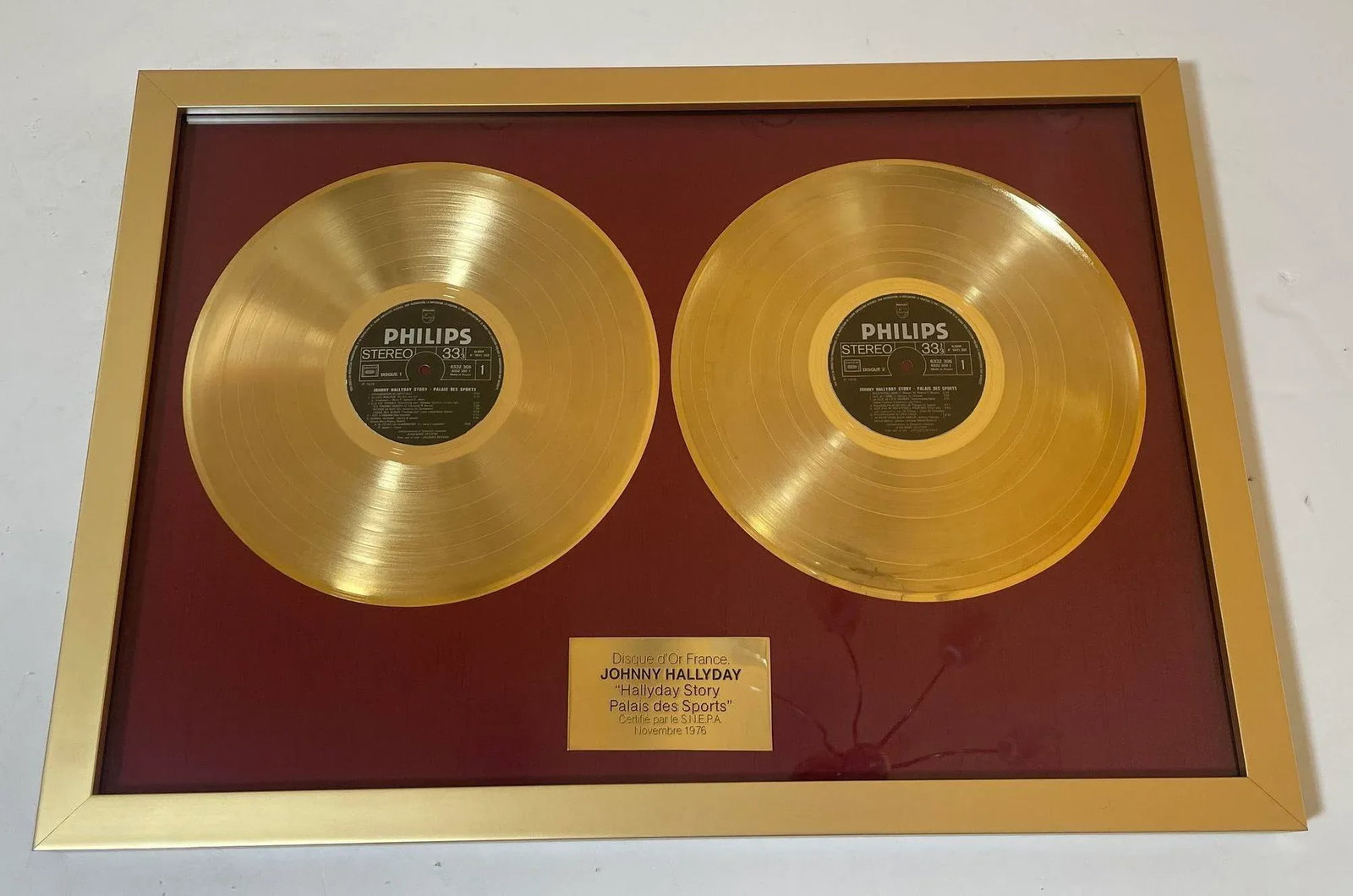 Official Gold Record Award France Johnny Halliday Story Palais Des Sports 1976 - 12