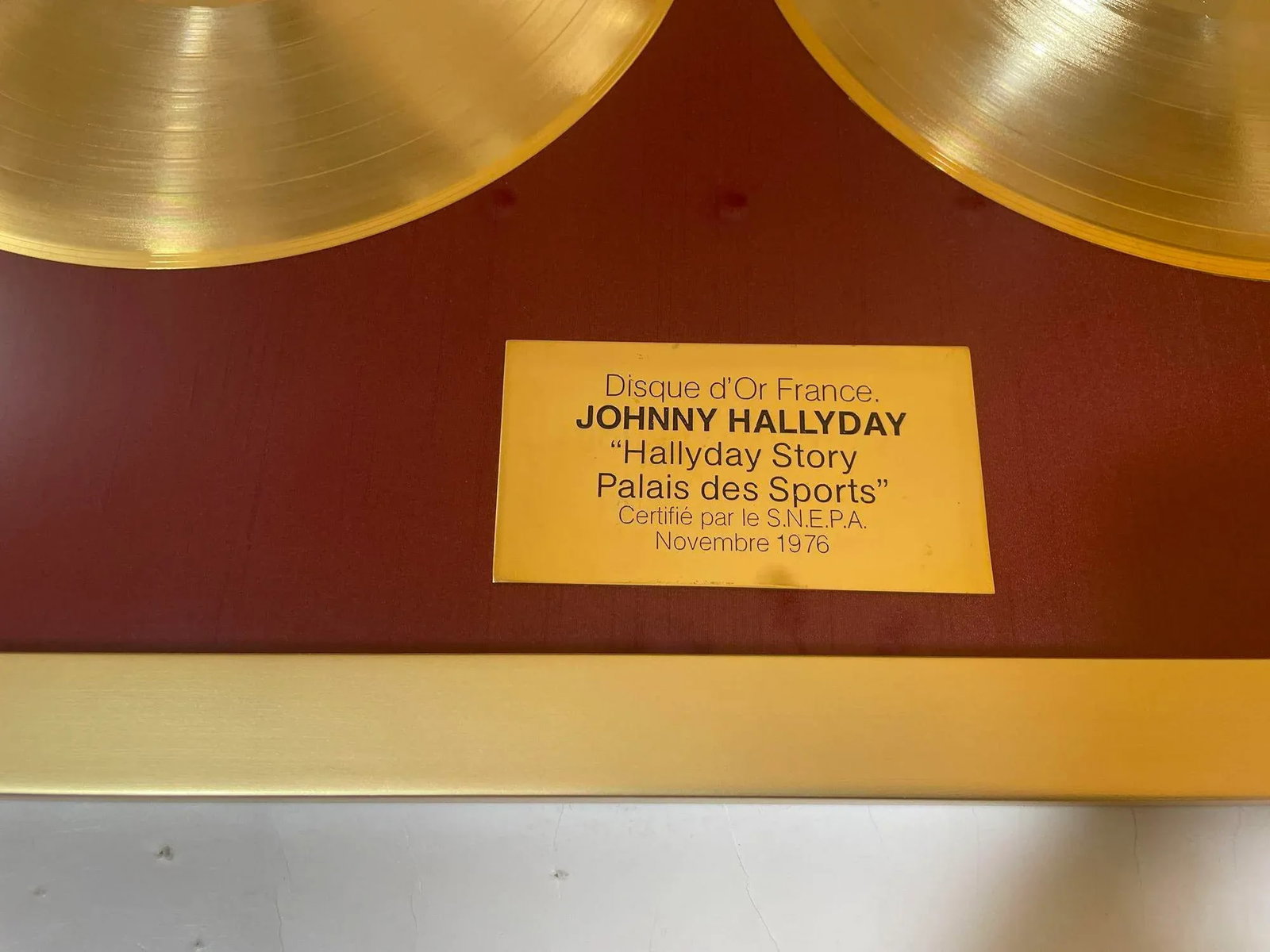 Official Gold Record Award France Johnny Halliday Story Palais Des Sports 1976 - 3
