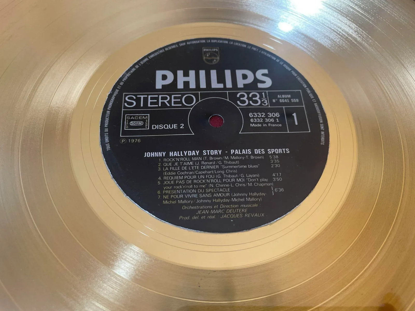 Official Gold Record Award France Johnny Halliday Story Palais Des Sports 1976 - 6