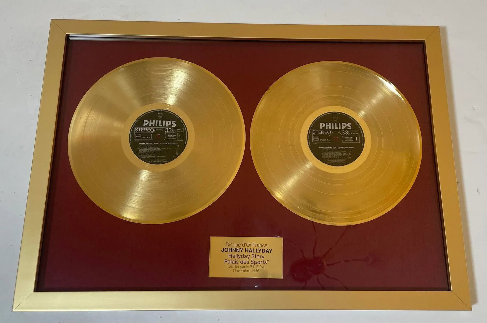 Official Gold Record Award France Johnny Halliday Story Palais Des Sports 1976 - 8