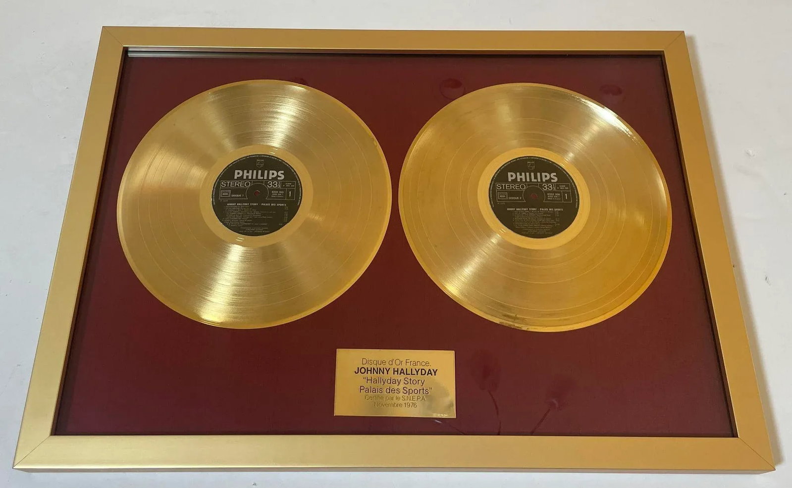 Official Gold Record Award France Johnny Halliday Story Palais Des Sports 1976 - 9