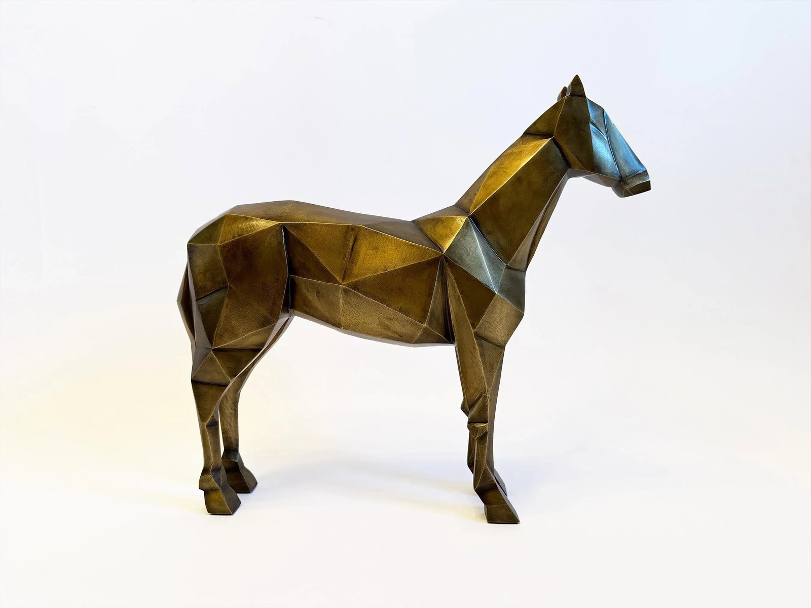 2000s Vintage Modern Cubism Equestrian Horse Sculpture - 4
