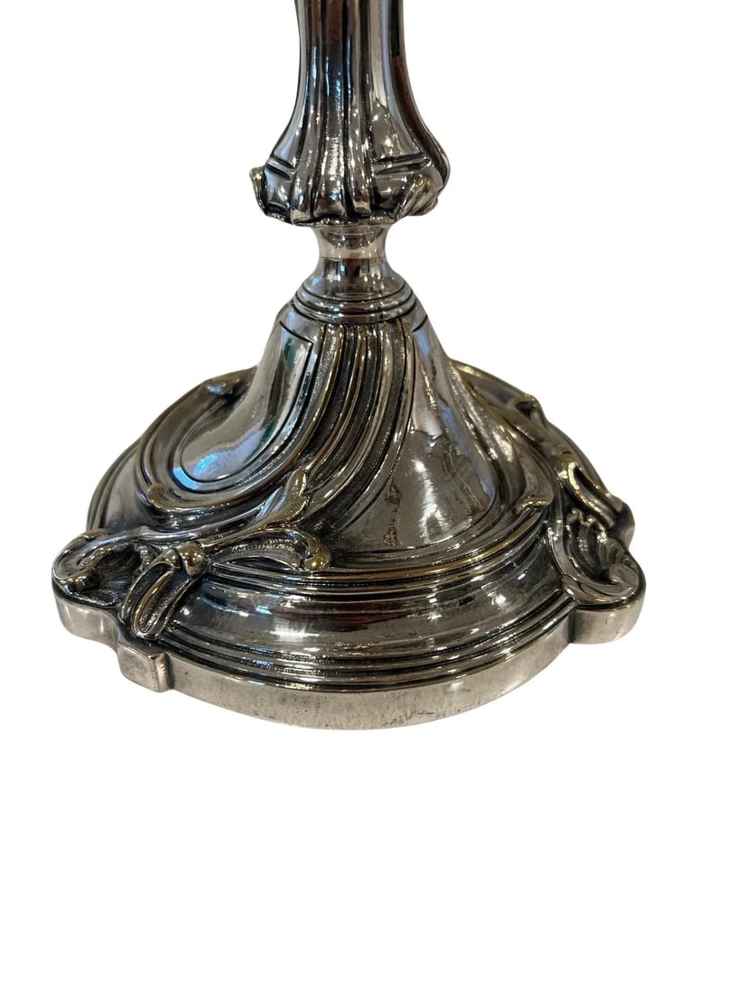 A Pair of French Christofle "Trianon" Silver Plate Candelabra - 4