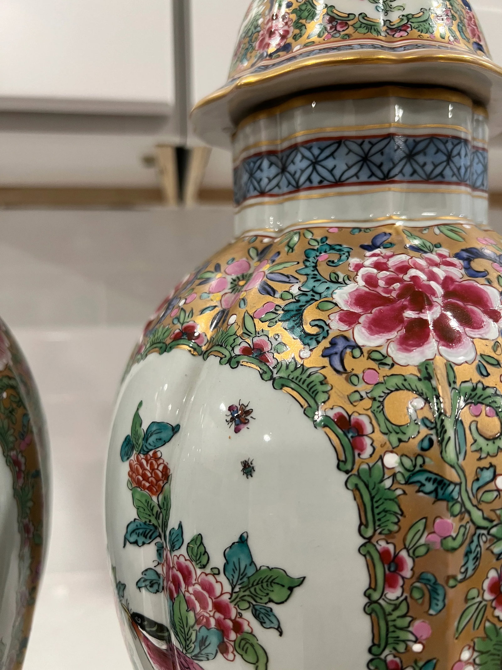 Pair, Samson French Porcelain Famille Rose Medallion Pallet Porcelain Urns - 10