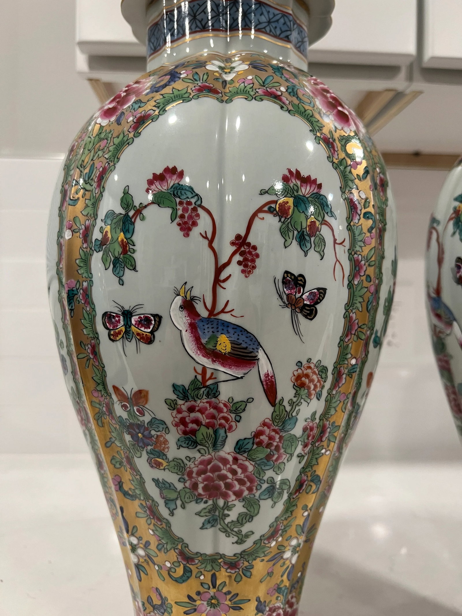 Pair, Samson French Porcelain Famille Rose Medallion Pallet Porcelain Urns - 5