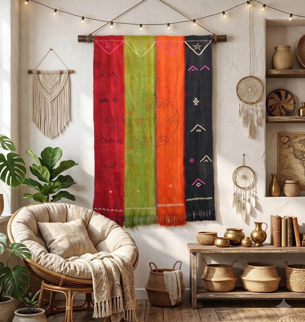 Vintage Turkish Rug Hand Woven Tribal Kilim Tapestry Area Rug Wall Decor - 4"²2"³ × - 2