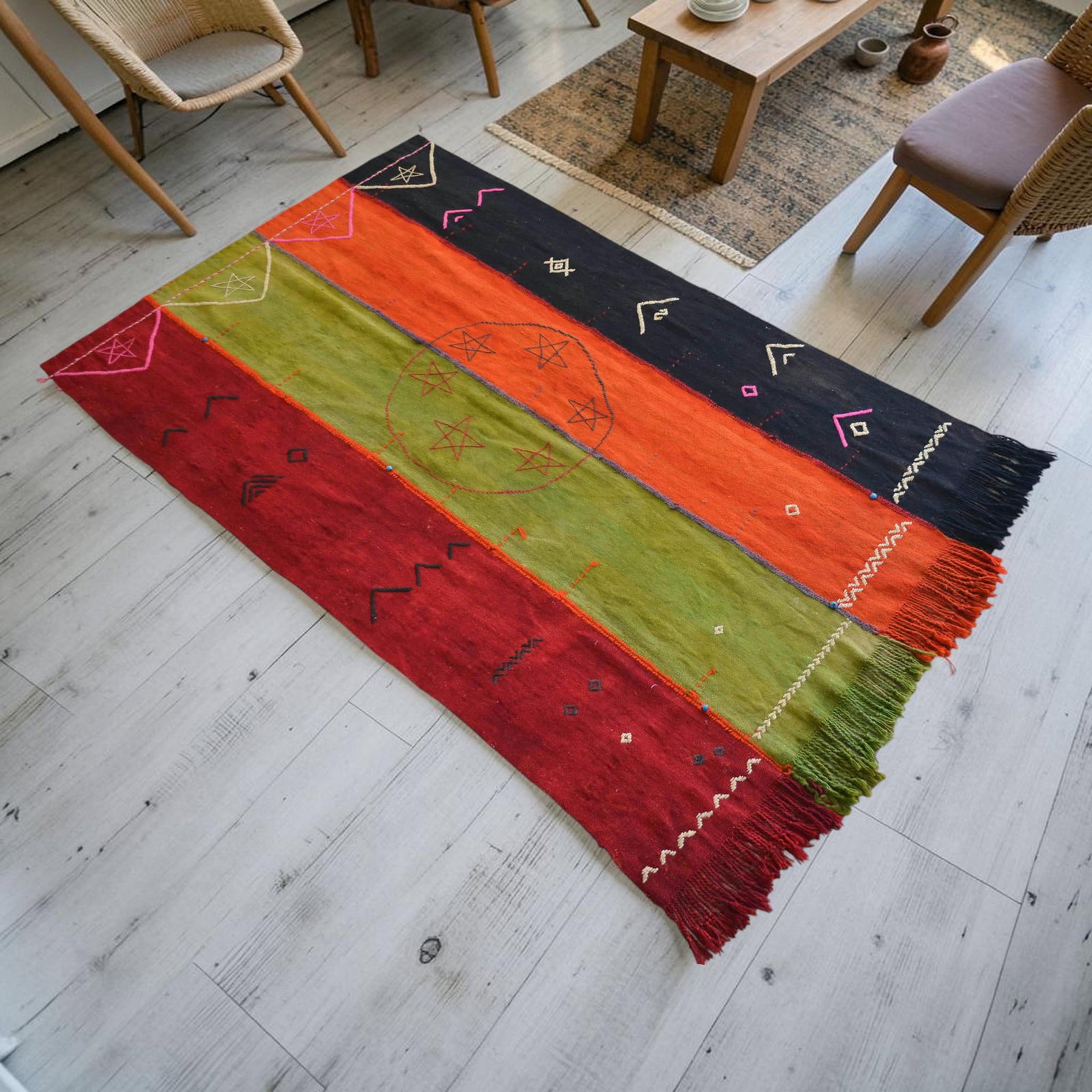 Vintage Turkish Rug Hand Woven Tribal Kilim Tapestry Area Rug Wall Decor - 4"²2"³ × - 3