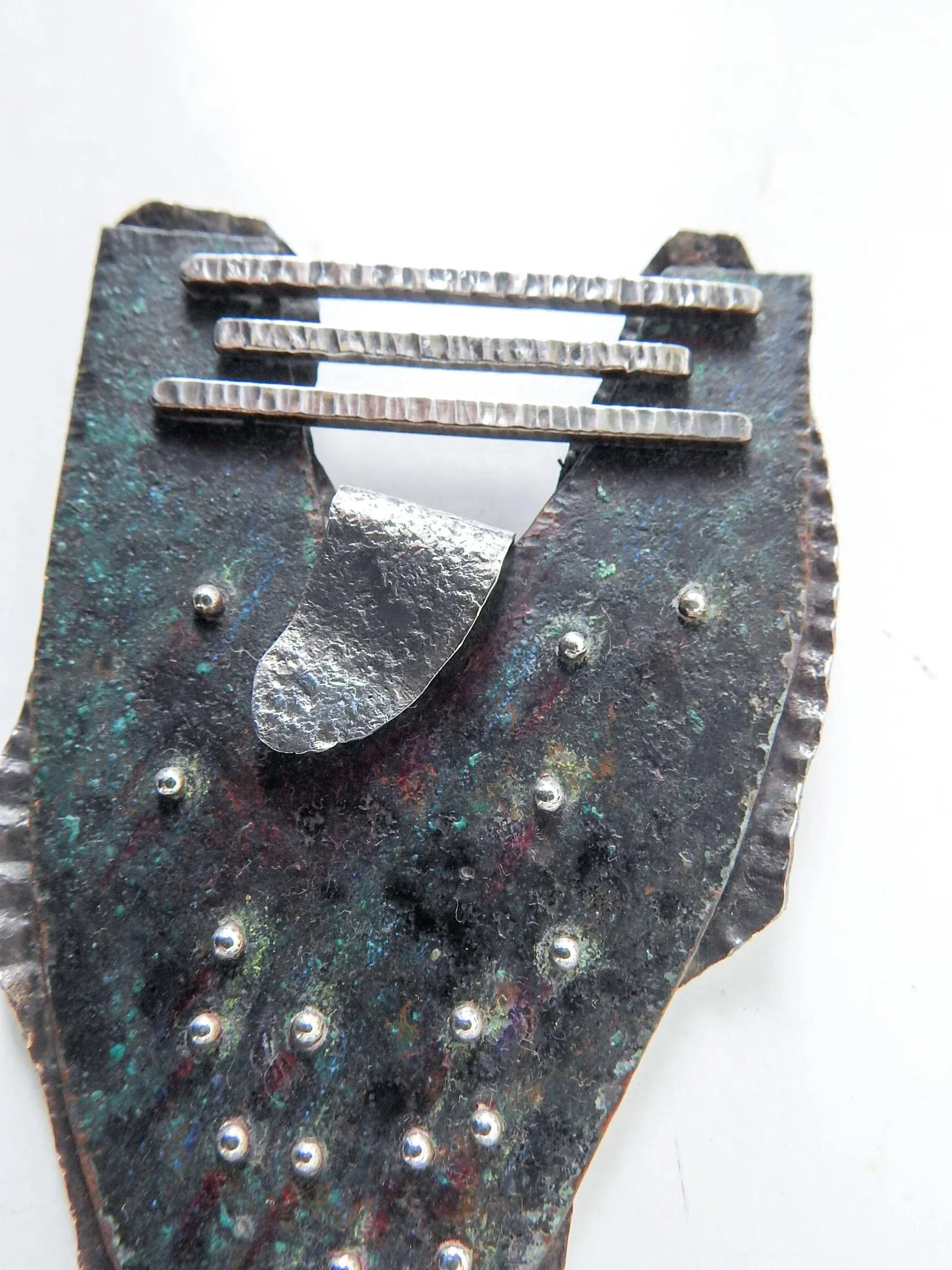 Vintage 1990's Large Sculptural Sterling and Copper Studio Brooch - 3