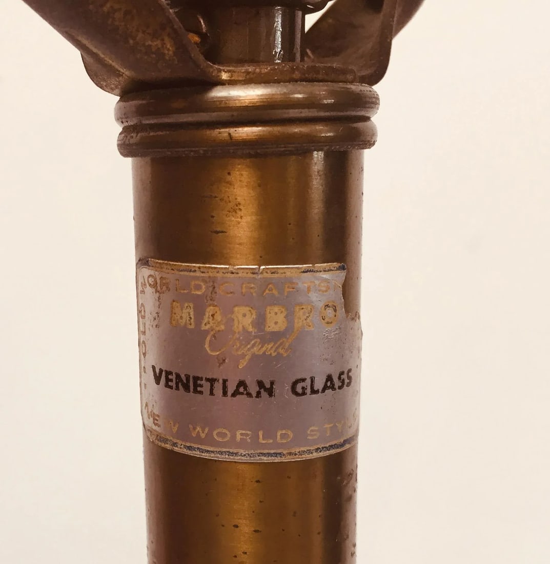 Vintage Murano Amber Venetian Italian Glass Table Lamp by Marbro - 10