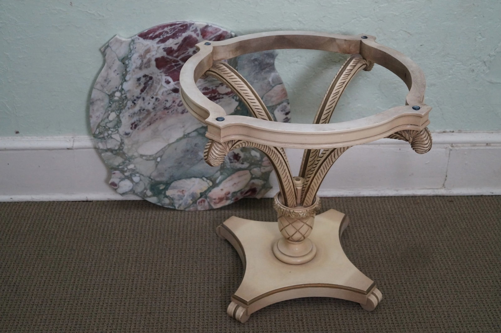 Grosfeld House Painted Wood Marble Top Side Tables - 10