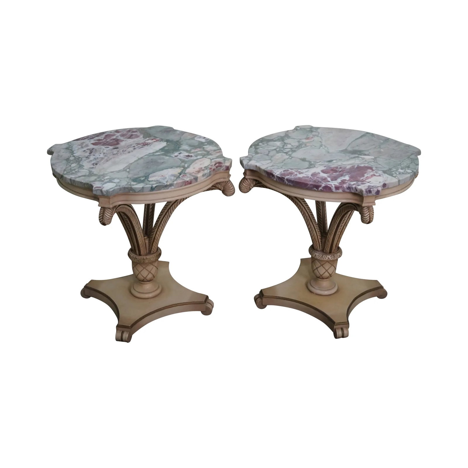 Grosfeld House Painted Wood Marble Top Side Tables (1 of 10)
