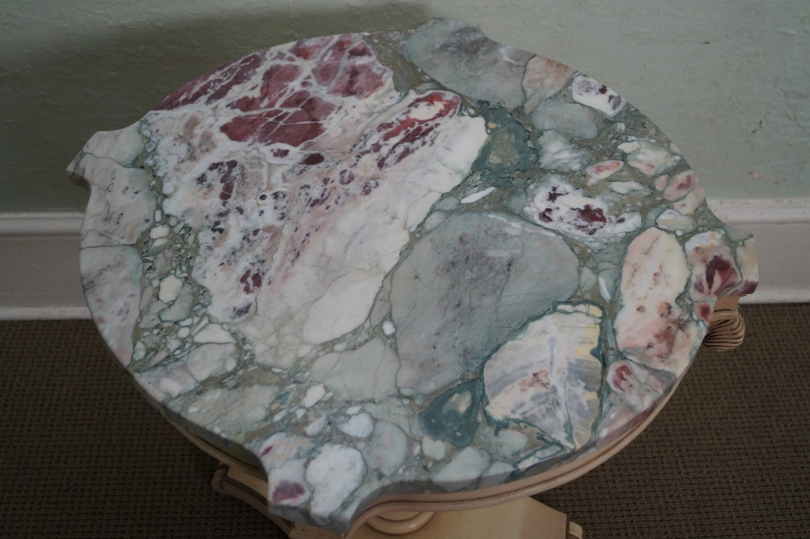 Grosfeld House Painted Wood Marble Top Side Tables - 4