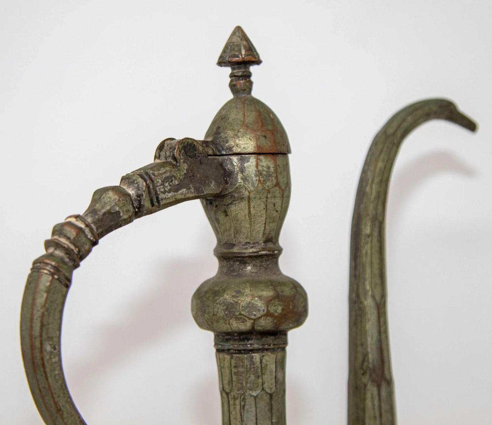 Antique Islamic Middle Eastern Qajar Persian Tinned Metal Ewer 19th Century - 3