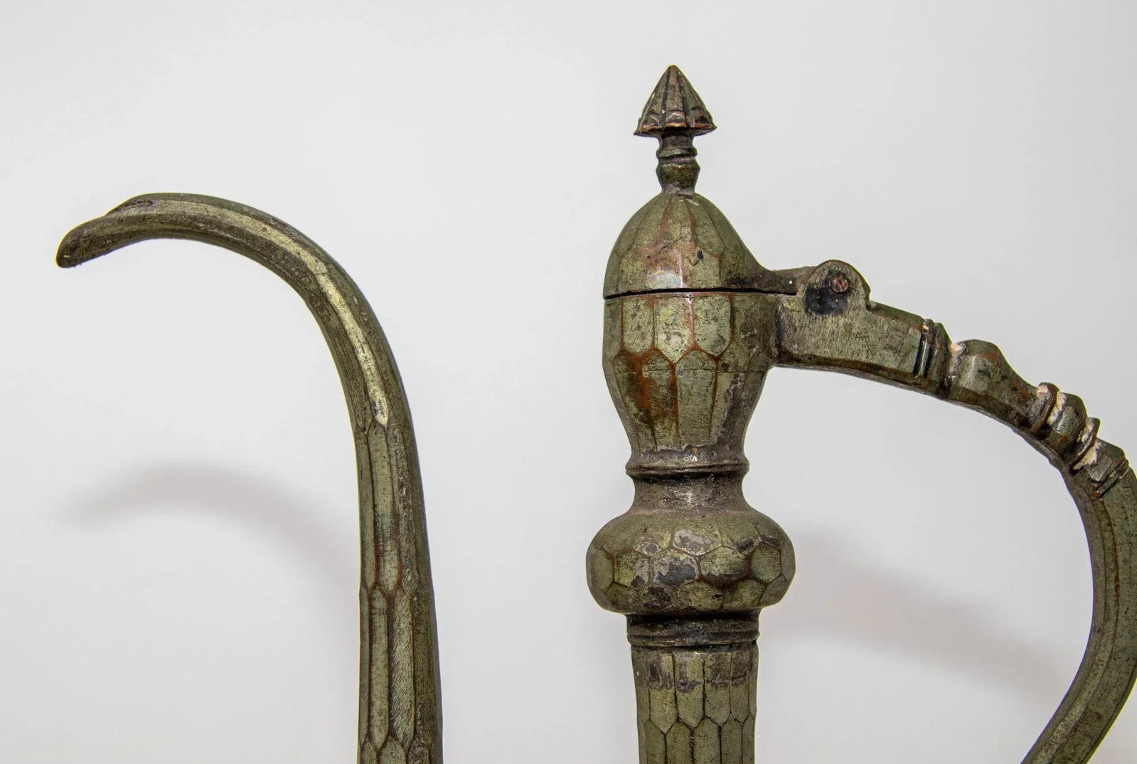 Antique Islamic Middle Eastern Qajar Persian Tinned Metal Ewer 19th Century - 9