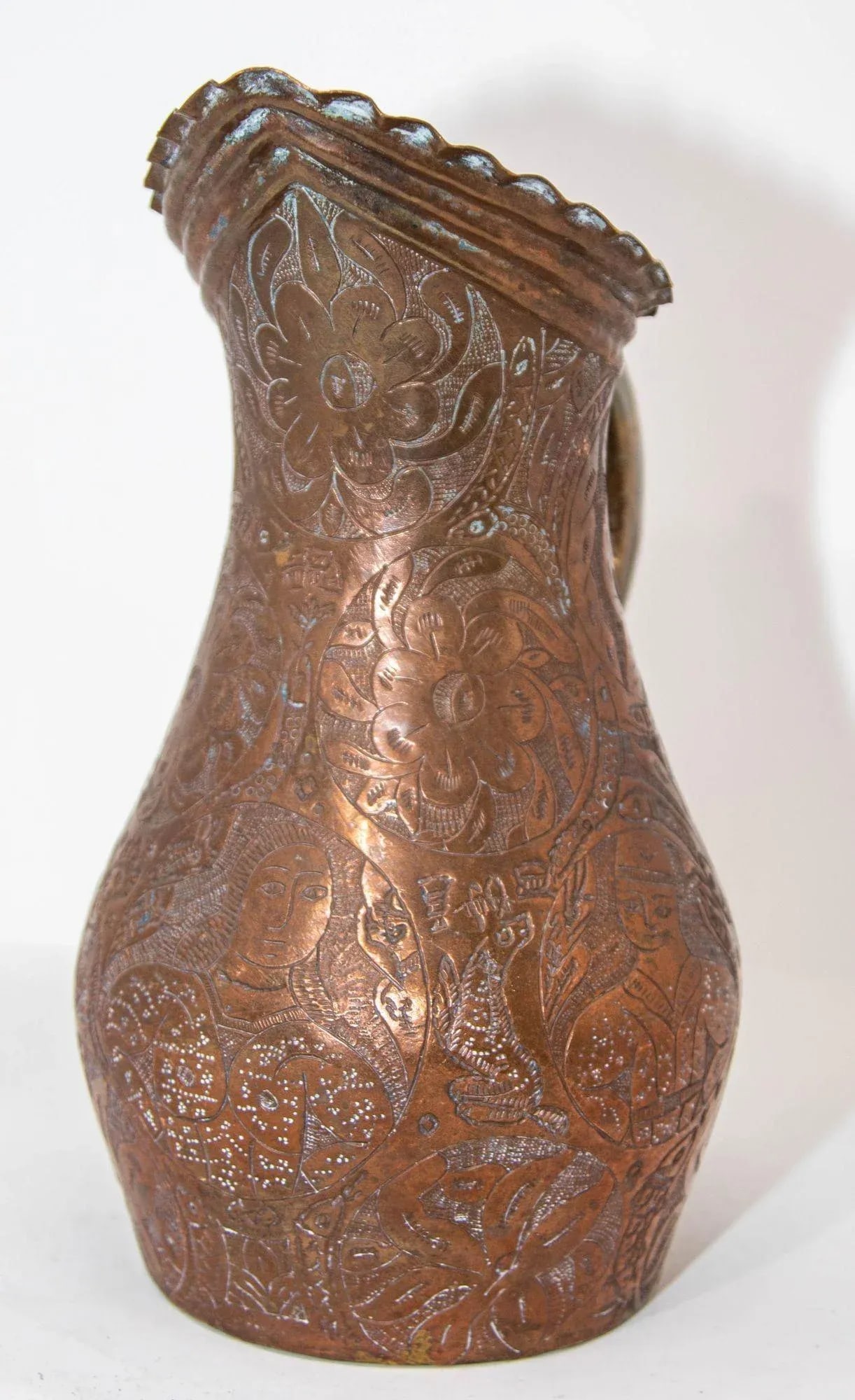 Islamic Persian Copper Pitcher Antique 19th Century Middle Eastern Ewer - 5