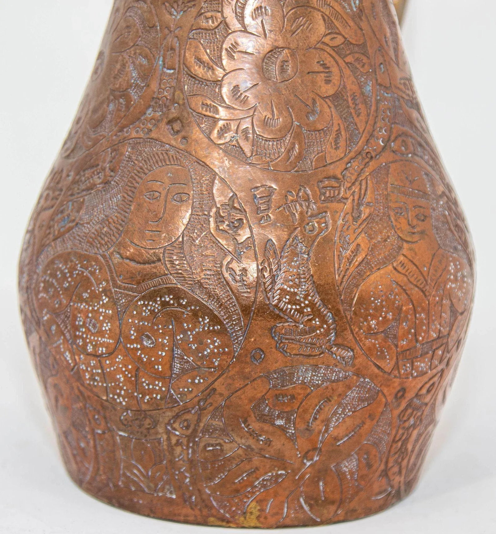 Islamic Persian Copper Pitcher Antique 19th Century Middle Eastern Ewer - 6