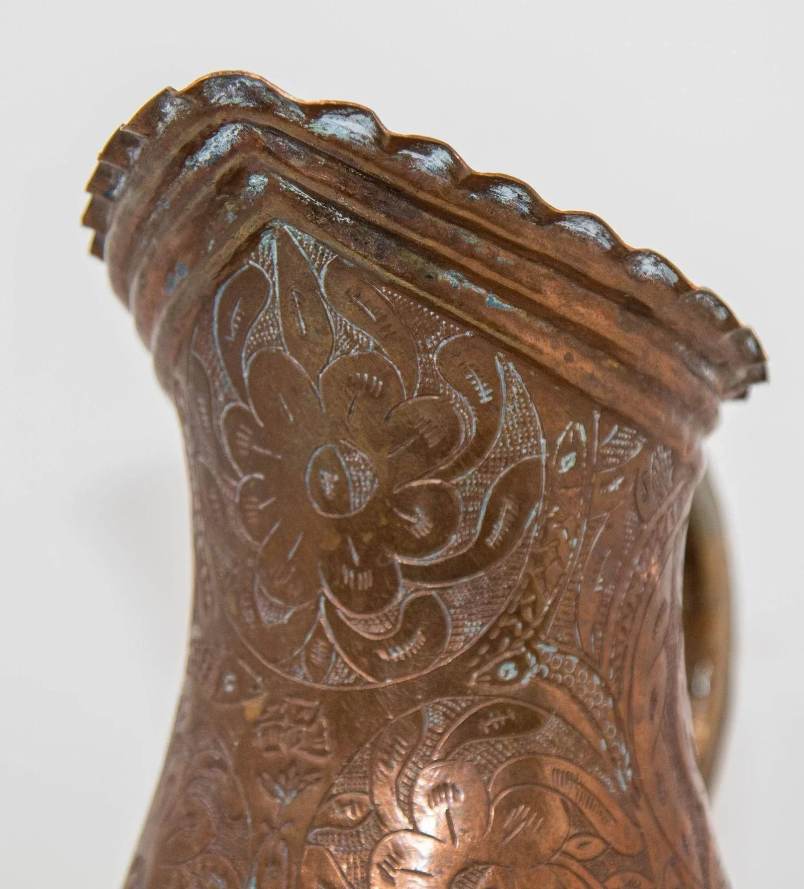 Islamic Persian Copper Pitcher Antique 19th Century Middle Eastern Ewer - 7