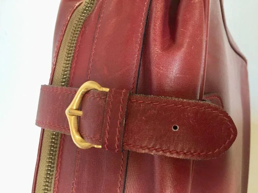 Cartier Must De Cartier Burgundy Red C Logo Leather Suitcase Luggage Paris 1975 - 4