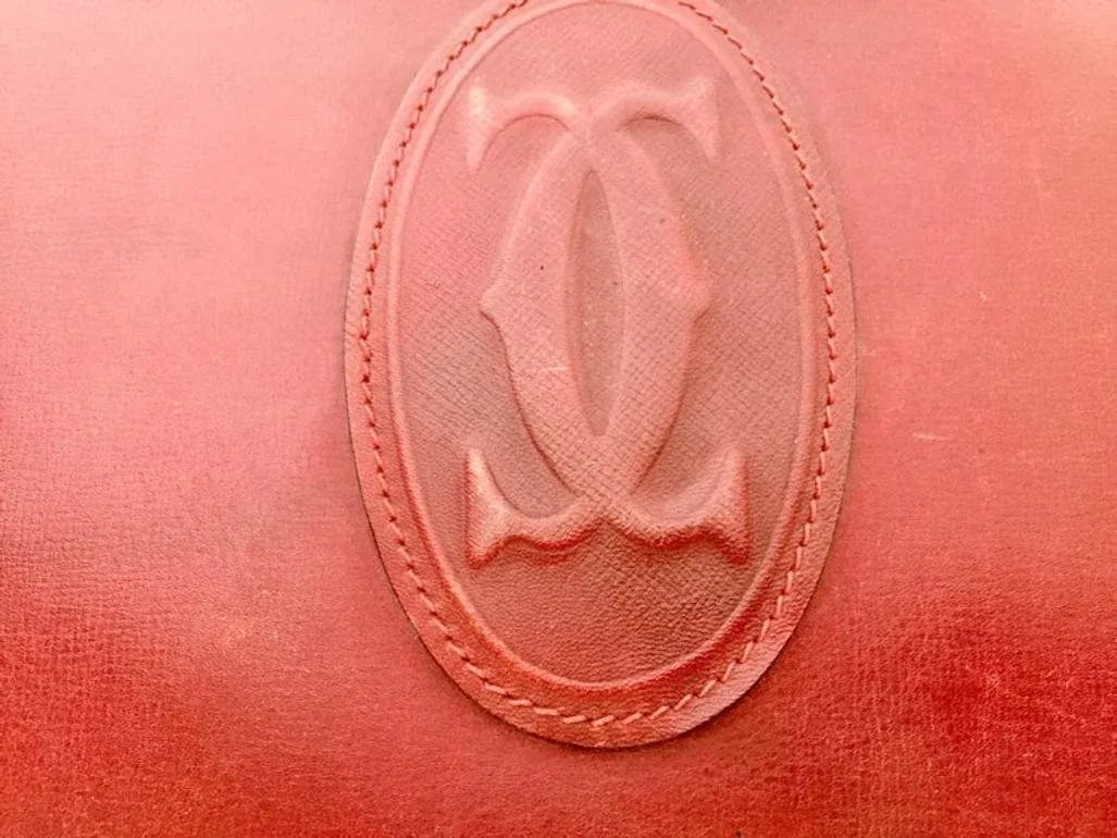 Cartier Must De Cartier Burgundy Red C Logo Leather Suitcase Luggage Paris 1975 - 5