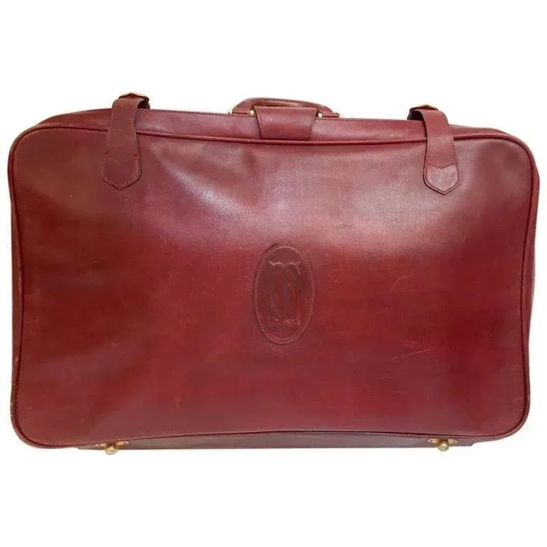 Cartier Must De Cartier Burgundy Red C Logo Leather Suitcase Luggage Paris 1975 - 8