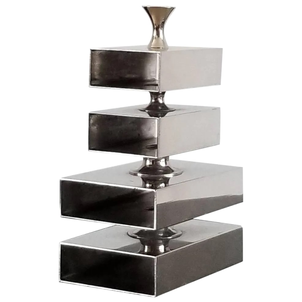 Petite Chrome Pencil Rack by Philippe Barbier, Signed, France, 1970s (1 of 8)