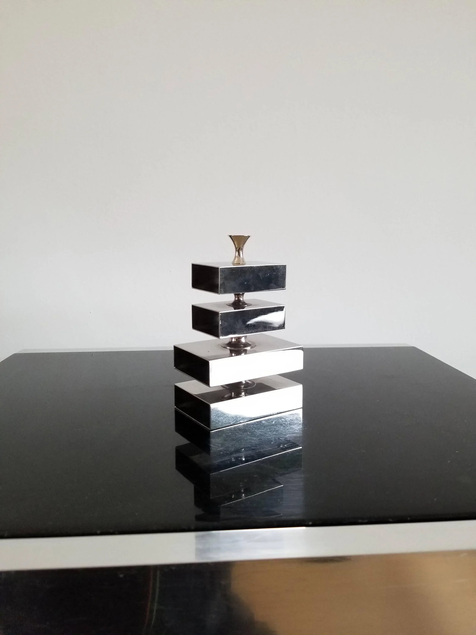 Petite Chrome Pencil Rack by Philippe Barbier, Signed, France, 1970s - 3