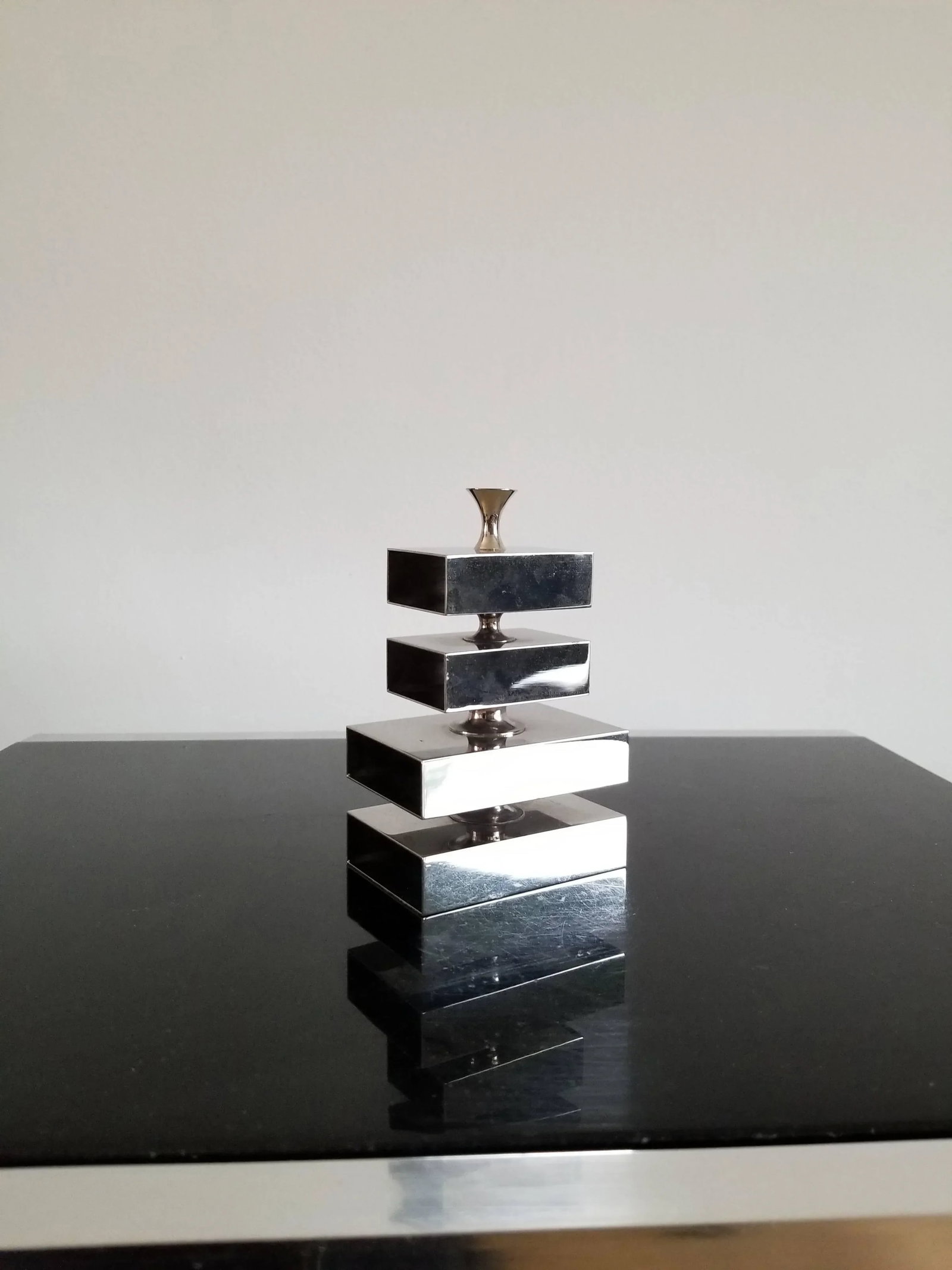 Petite Chrome Pencil Rack by Philippe Barbier, Signed, France, 1970s - 4