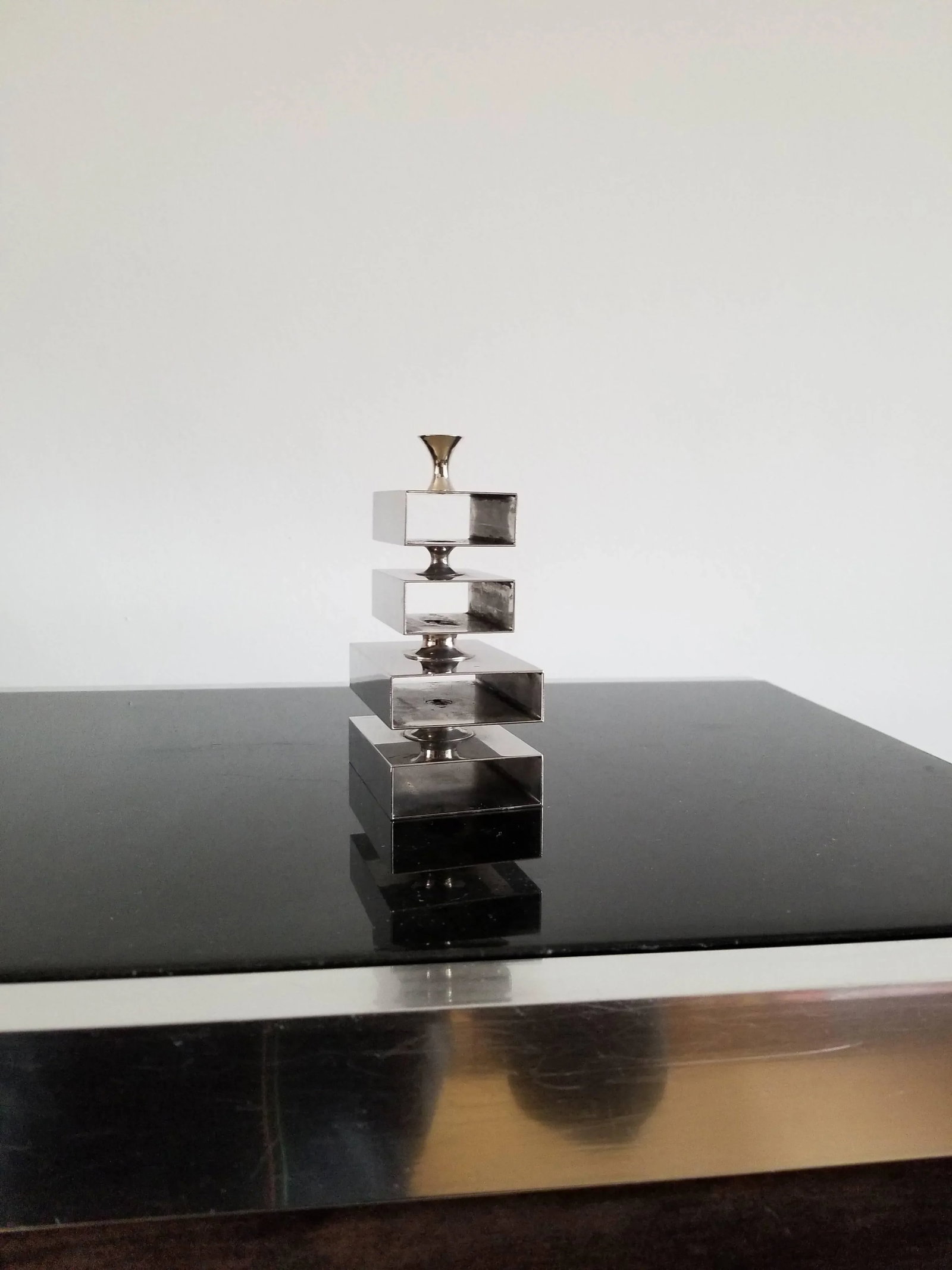 Petite Chrome Pencil Rack by Philippe Barbier, Signed, France, 1970s - 5