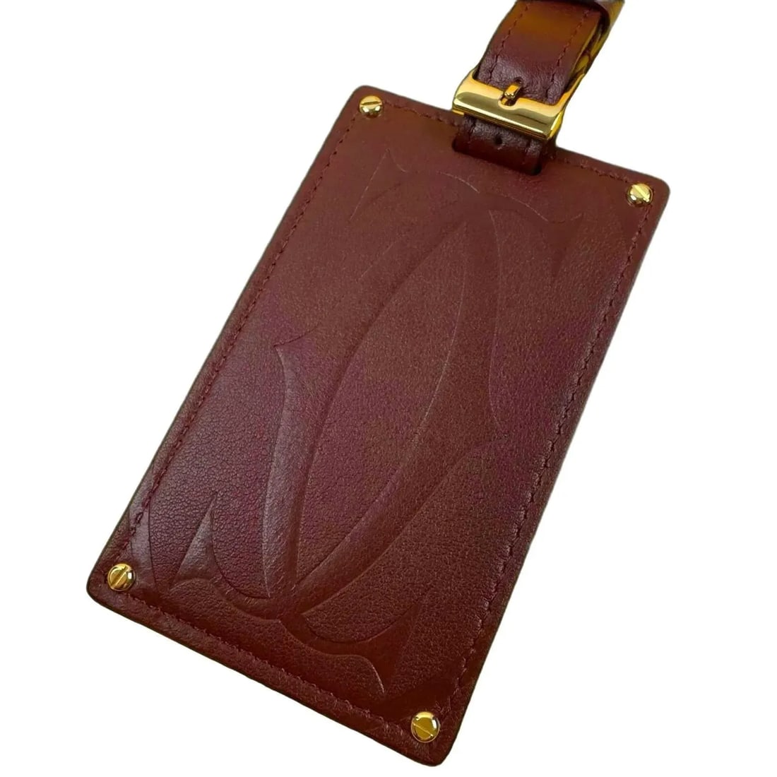 Cartier Paris Burgundy Calfskin Leather Luggage Tag - 10