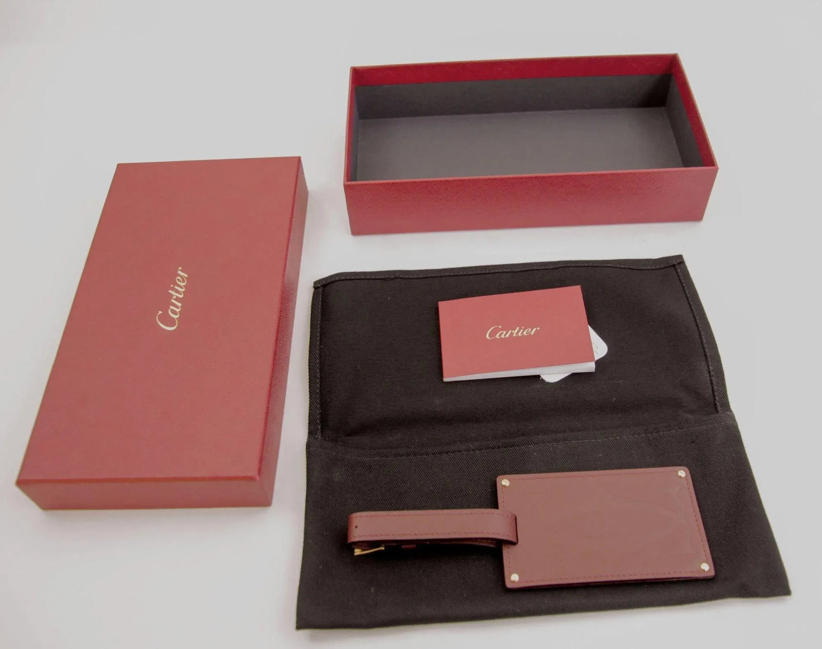 Cartier Paris Burgundy Calfskin Leather Luggage Tag - 2