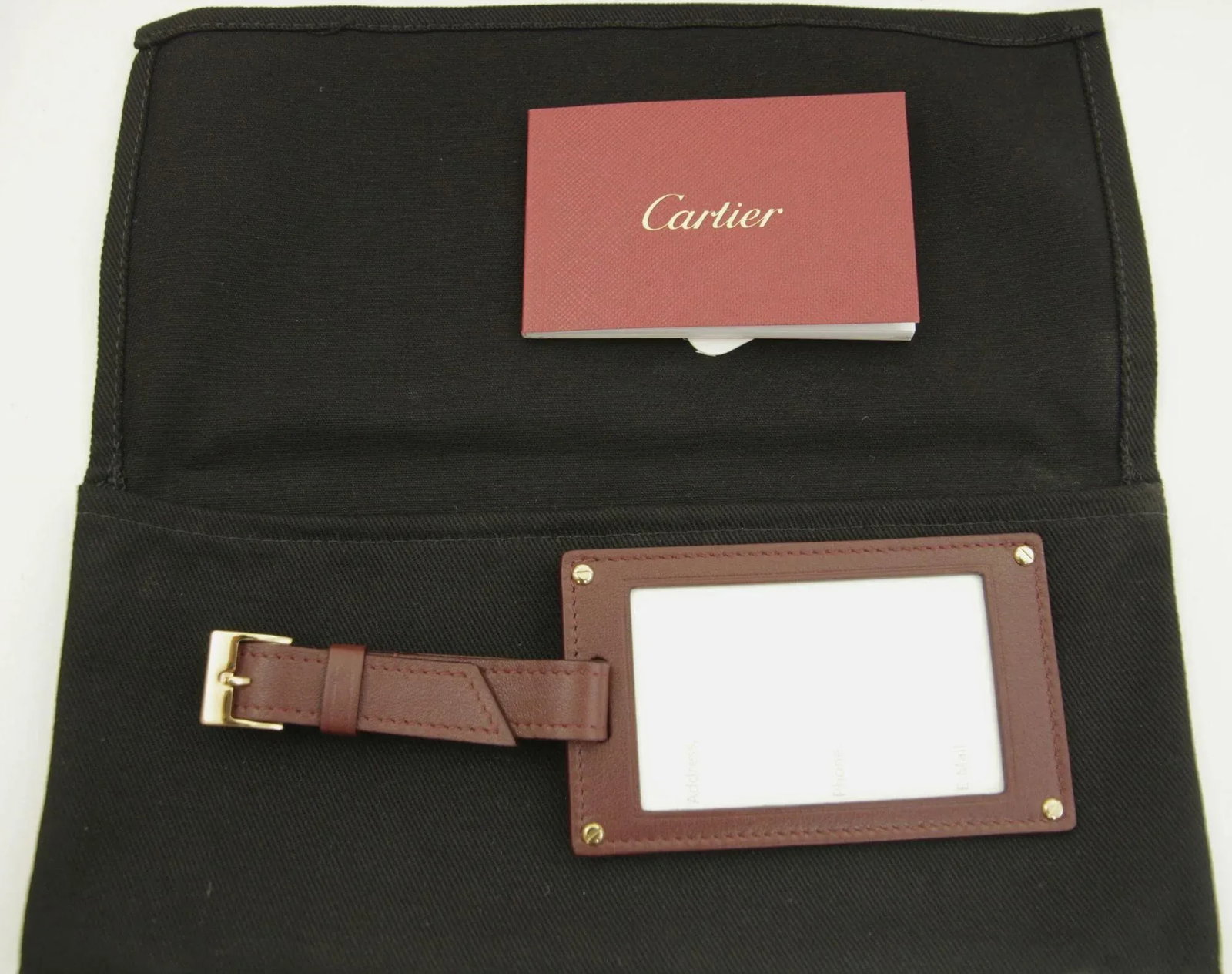 Cartier Paris Burgundy Calfskin Leather Luggage Tag - 4