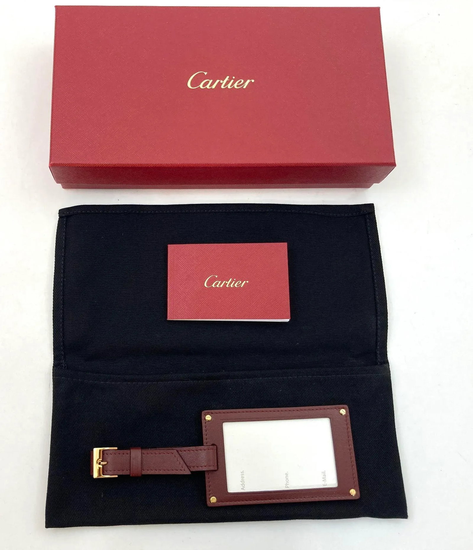 Cartier Paris Burgundy Calfskin Leather Luggage Tag - 5