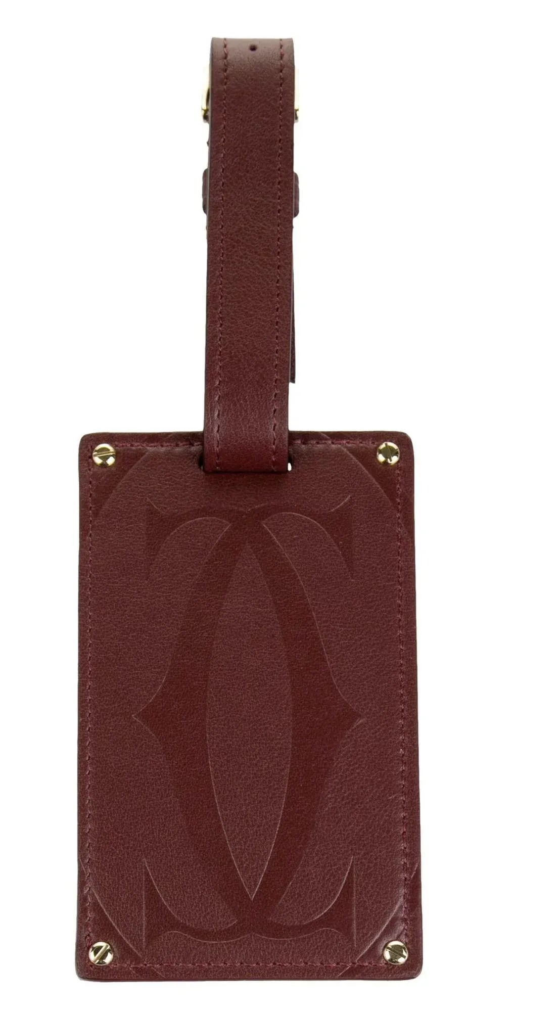 Cartier Paris Burgundy Calfskin Leather Luggage Tag - 8