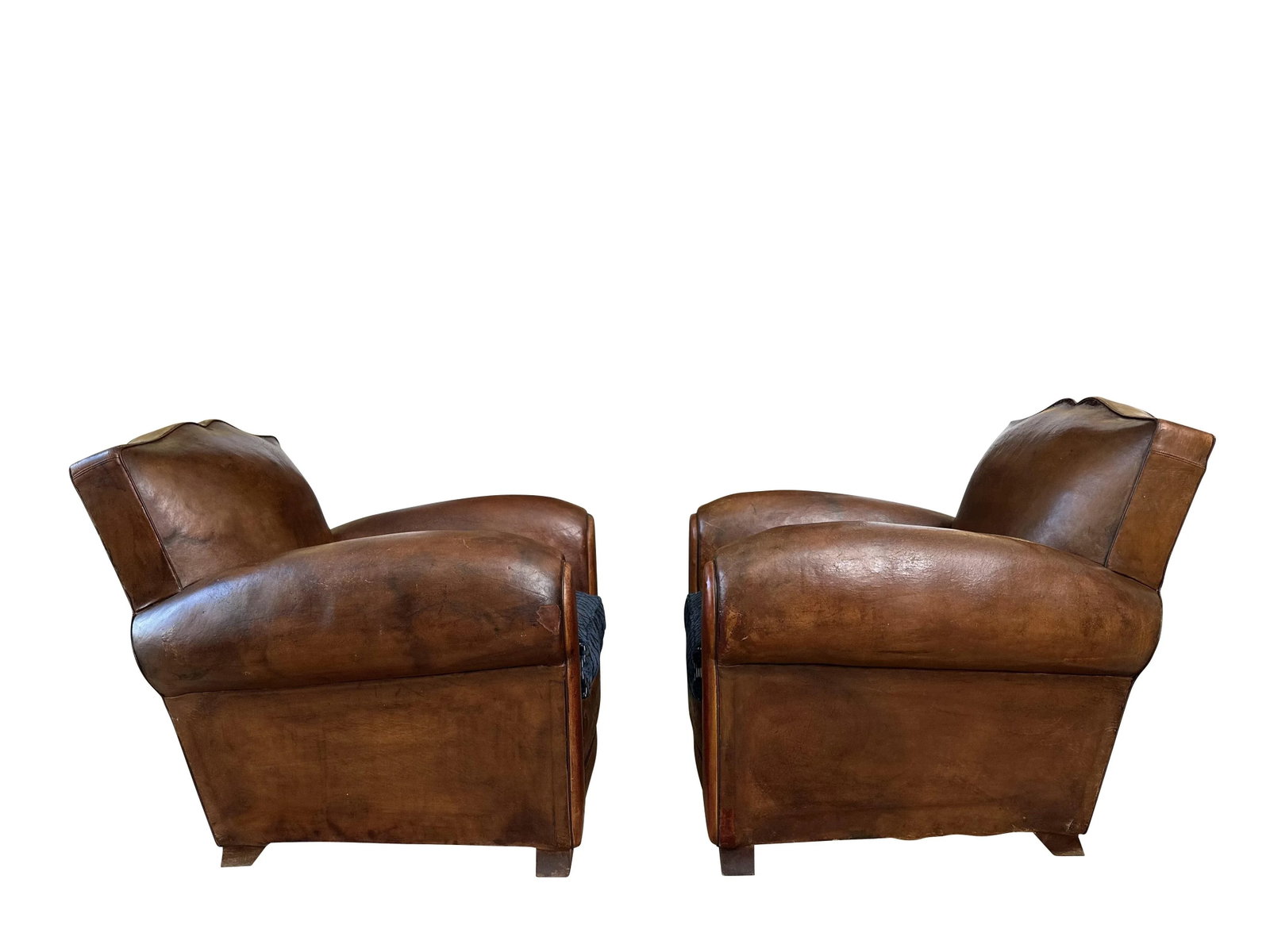 1930 Art Deco French Mustache Back Club Chairs, Christian Lacroix Cushions- a Pair - 4